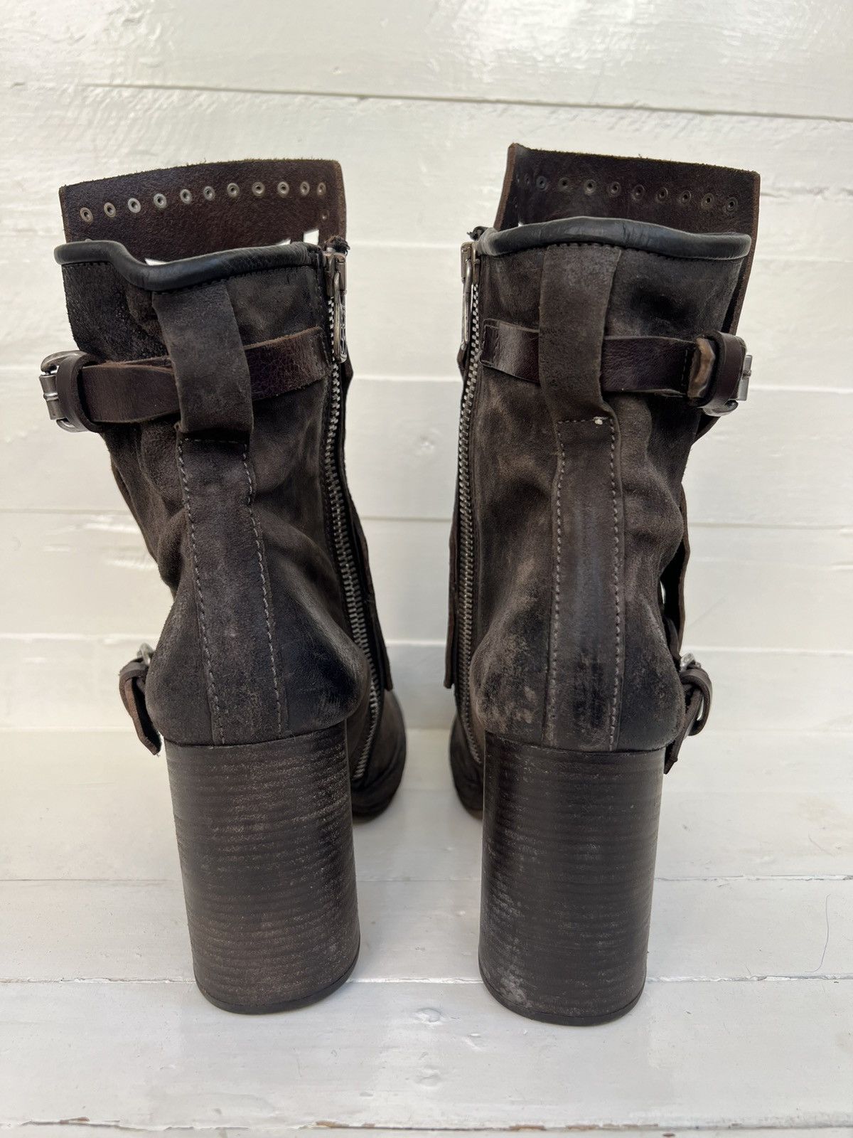 A.S.98 Airstep AS98 Brown Leather Suede Boho Biker Ankle Boots Size US 10 / IT 40 - 9 Thumbnail