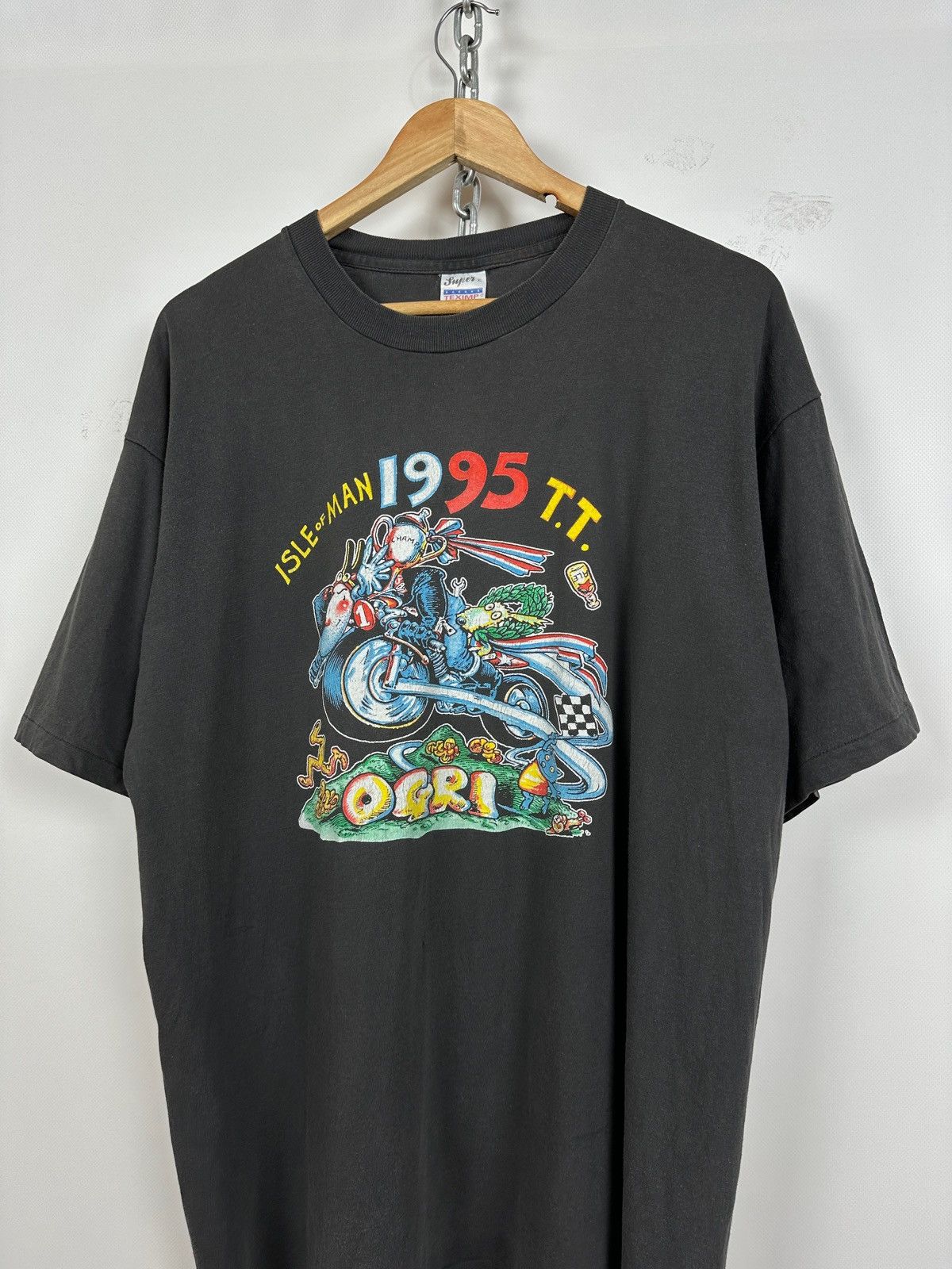 Vintage 1995 Vintage Isle Of Man Ogri Moto T-Shirt Size US XL / EU 56 / 4 - 2 Thumbnail