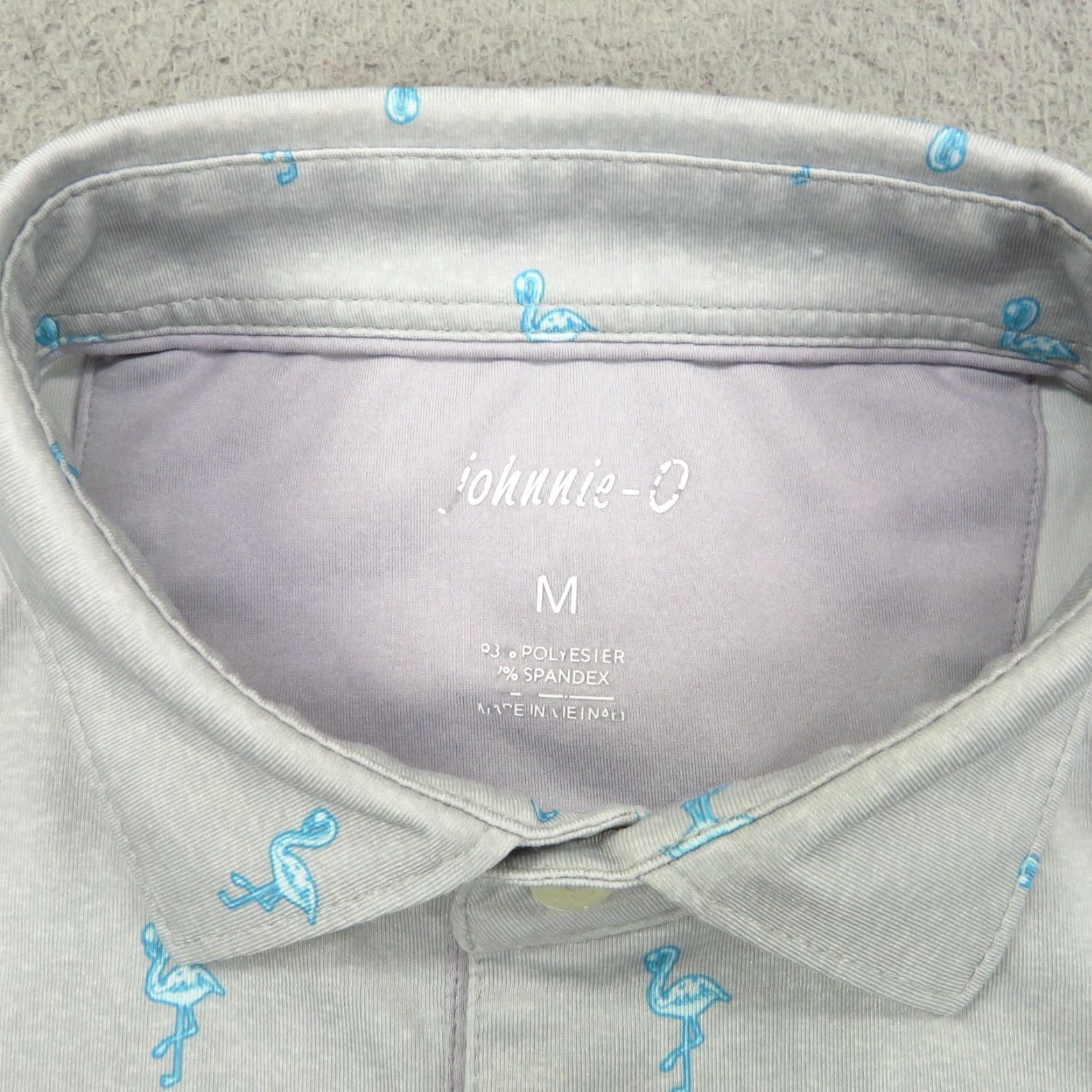 johnnie-O Johnnie-O Polo Medium Mens Light Grey Flamingo Graphic Print Golf Shirt Size US M / EU 48-50 / 2 - 4 Thumbnail