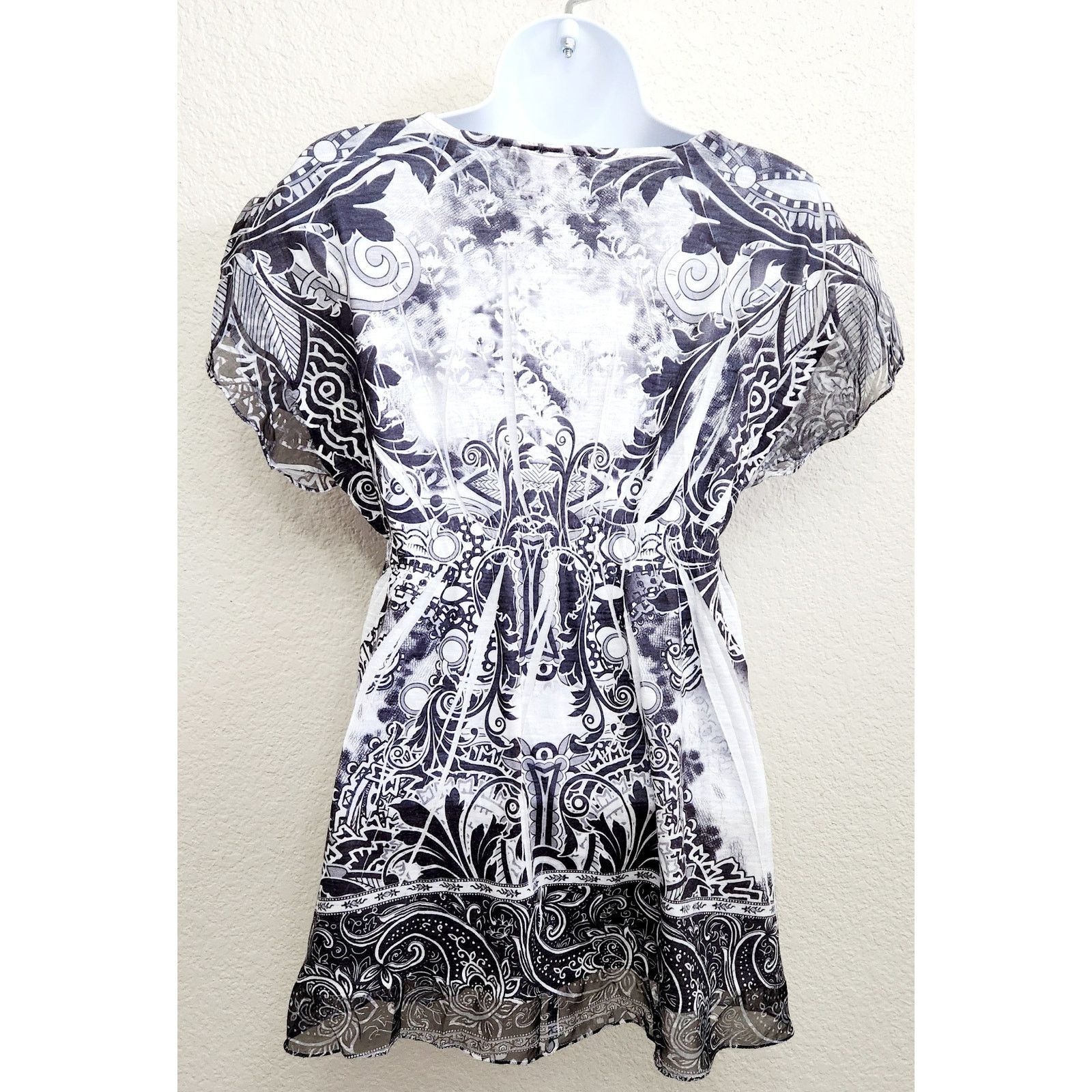 Other Cato Black White Floral Print Empire Waist Top Medium Size M / US 6-8 / IT 42-44 - 3 Thumbnail