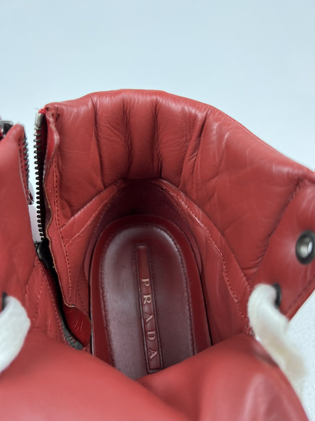 Prada PRADA Sneakers Hi Top Leather Shoes Side Zip Red Tab Logo Size US 10 / EU 43 - 19 Thumbnail