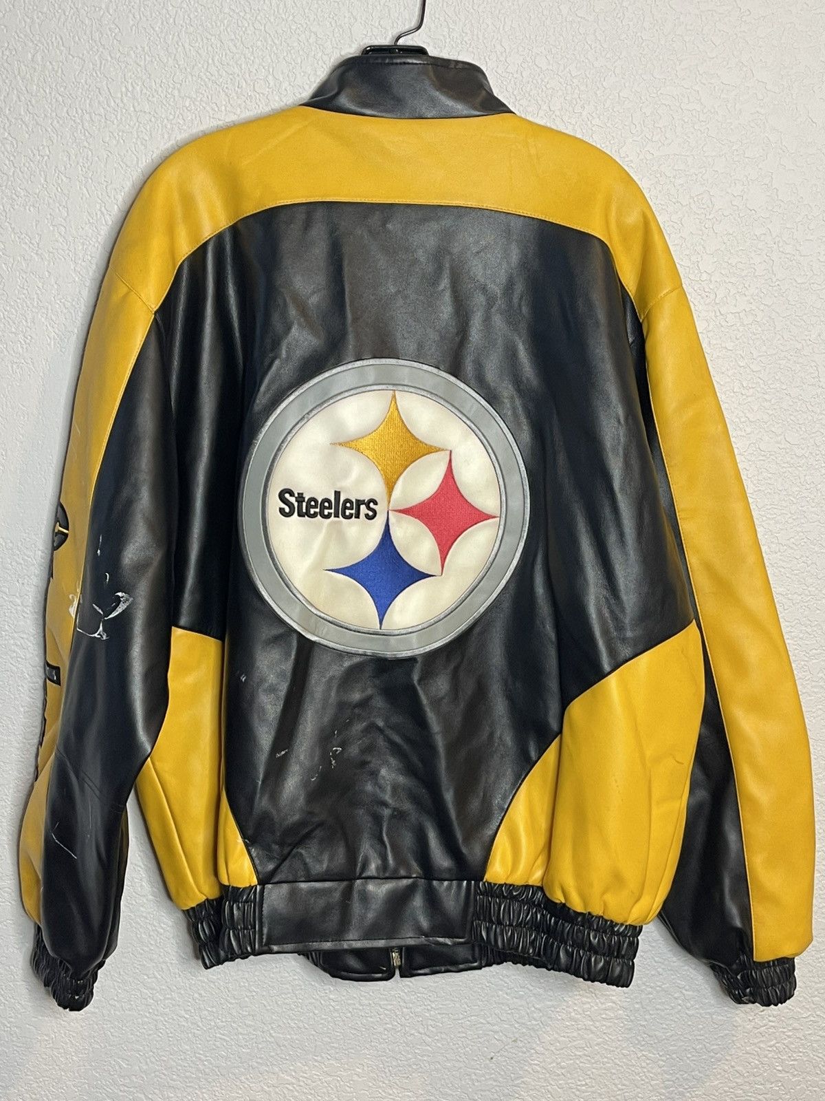 NFL Vtg Pittsburgh Steelers Faux Leather GIII Jacket NWT *FLAW Size US L / EU 52-54 / 3 - 4 Thumbnail