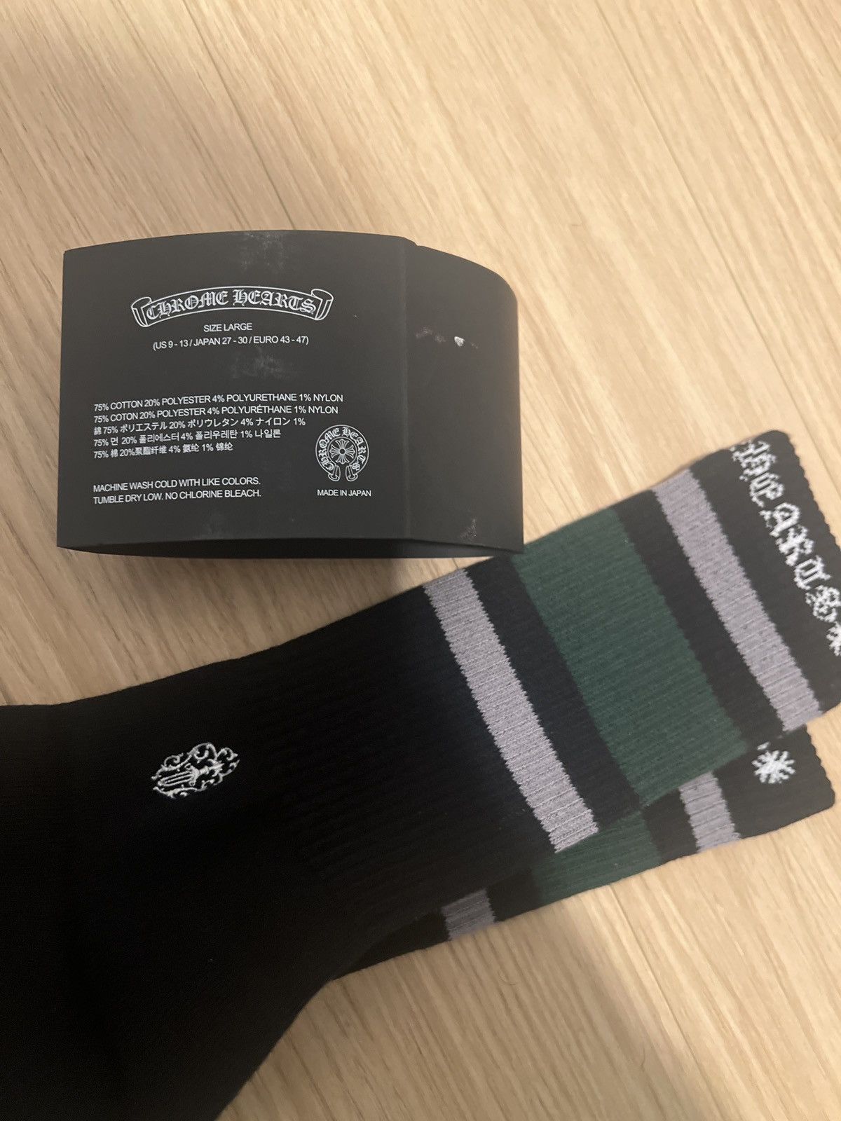 Chrome Hearts Black Striped Chrome Hearts Socks sz Large | Grailed