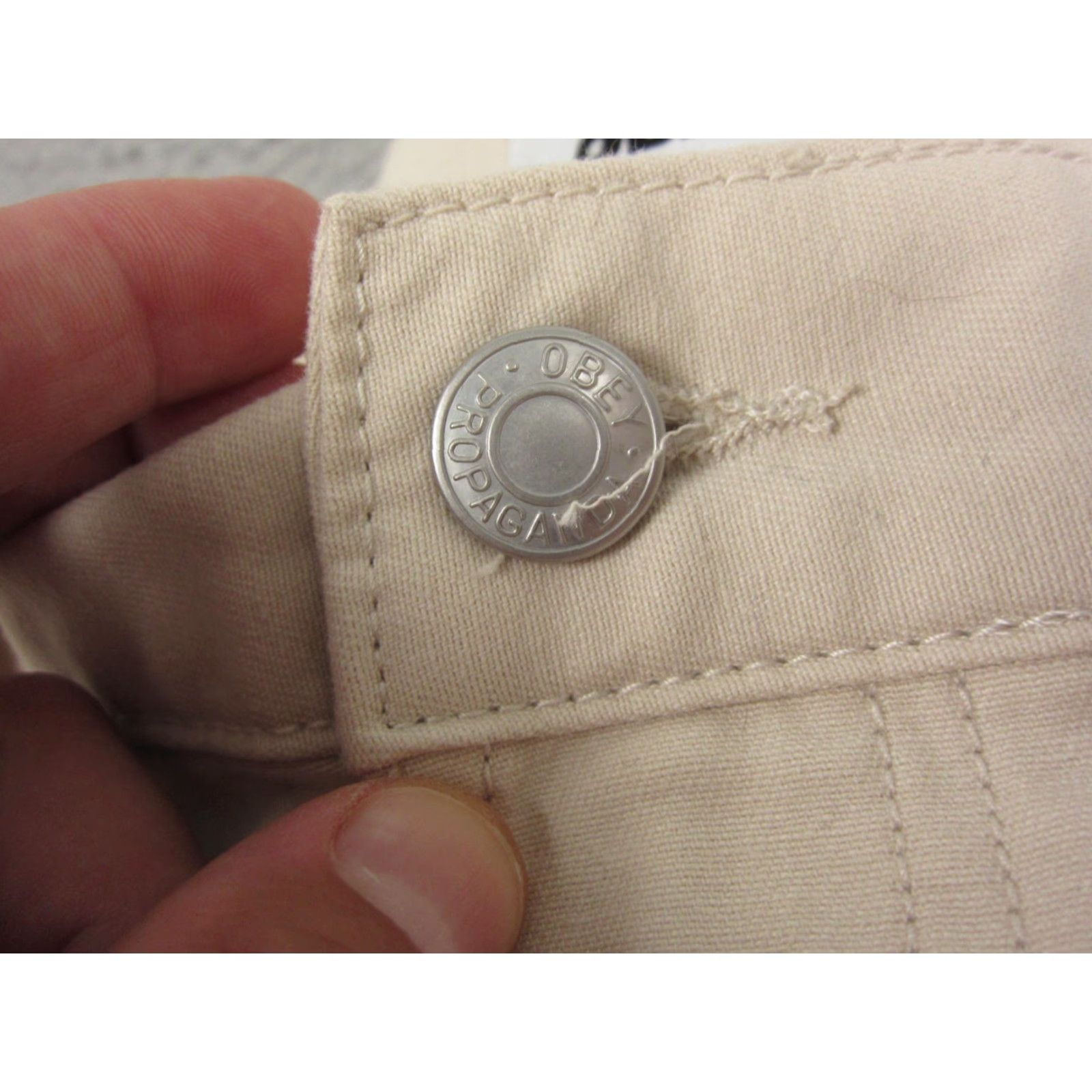 Obey OBEY Pants Women's 32 Beige Twill Carpenter Baggy 90s Style Front Straight Leg Casual Pants Mens? Size 24" / US 00 / IT 34 - 6 Thumbnail