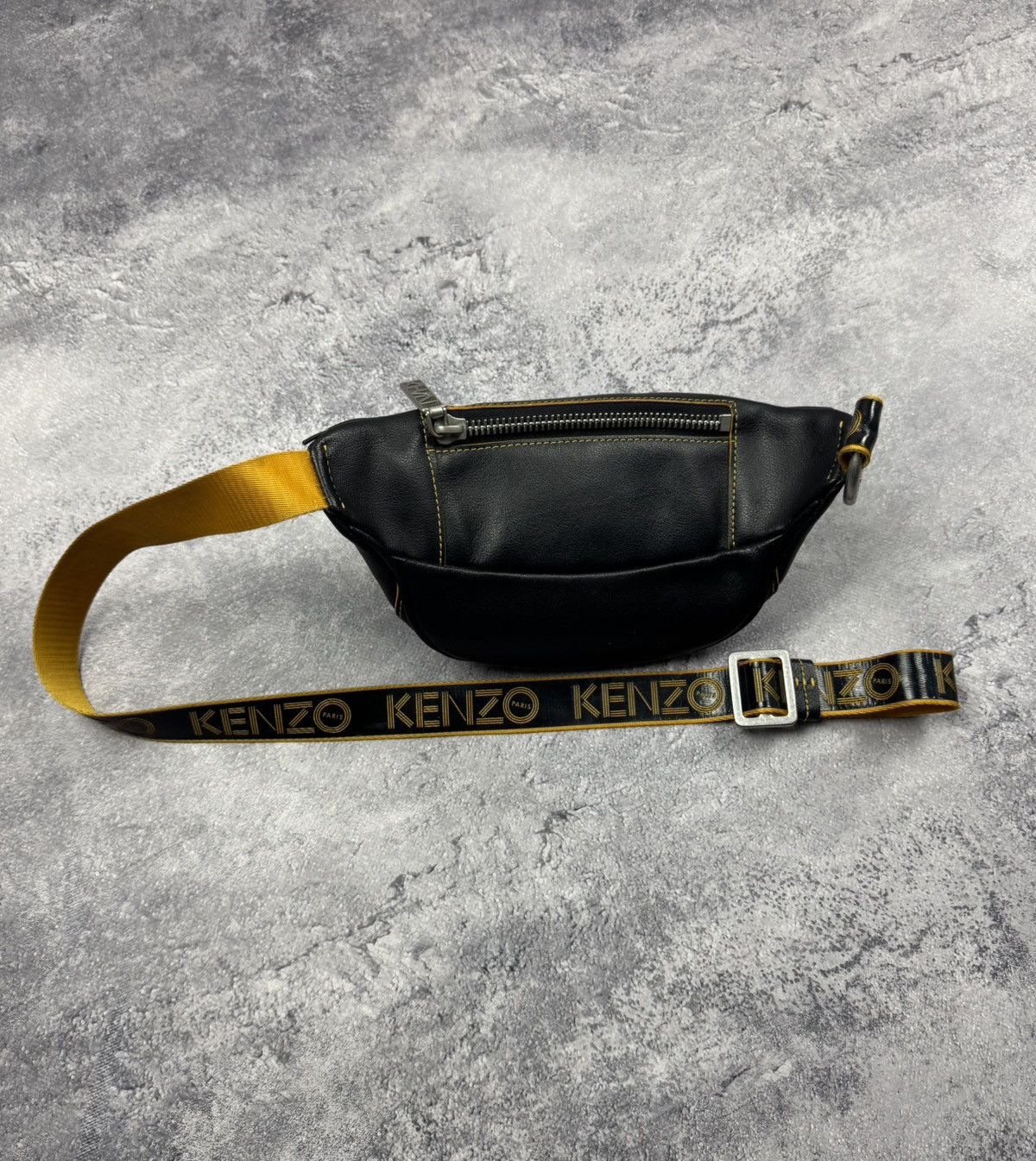 Kenzo Kenzo Leather «Biker» Waist Bag | Yellow Contrast Stitching Size ONE SIZE - 5 Thumbnail