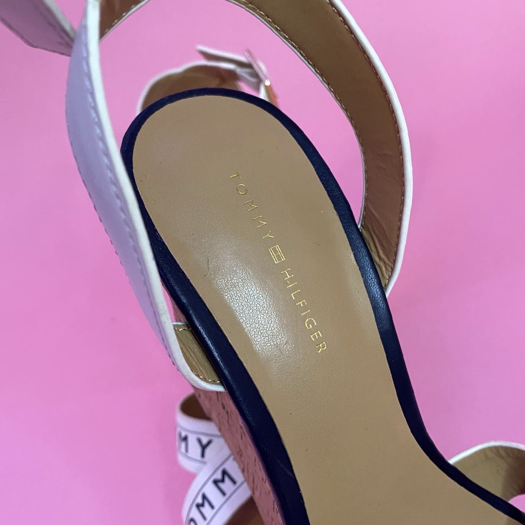 Tommy Hilfiger Tommy Hilfiger Women's Sandal Strappy Wedge Spell Out 4.5” TWKRESHA-C Size 9 M Size US 7 / IT 37 - 4 Thumbnail