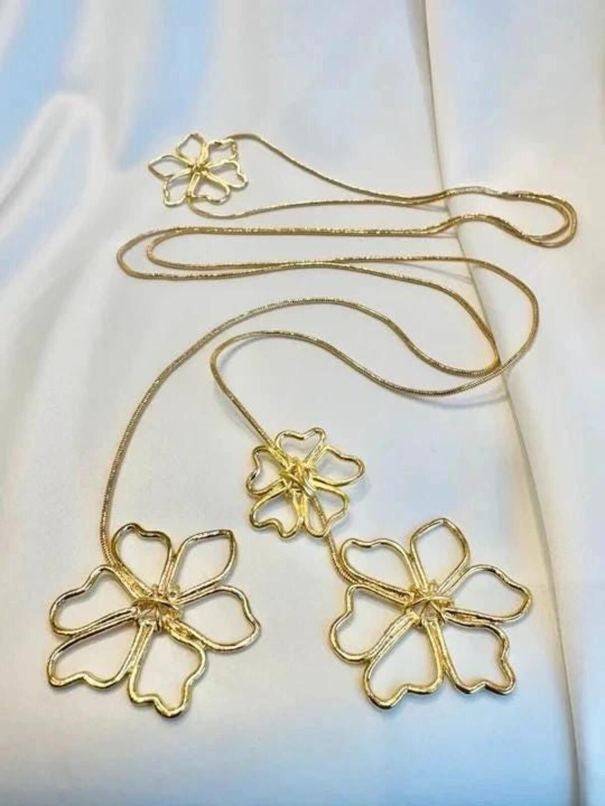 Other Gold plated floral wraparound long flower necklace Size ONE SIZE - 8 Thumbnail
