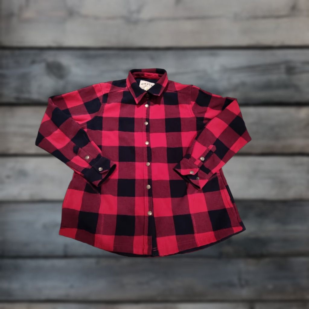 Orvis Orvis Women’s Large Plaid Flannel Shacket Lined Shirt Jacket Shacket Snap Front Size L / US 10 / IT 46 - 1 Thumbnail