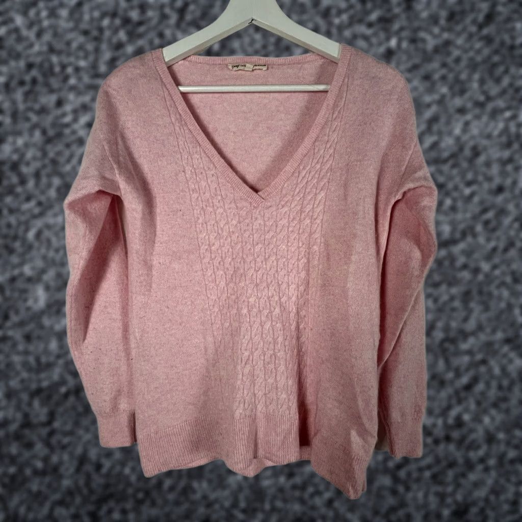 Vintage Etam Lovely Cashmere Cable Knit Pink V-Neck Sweater Womens XS Pullover Cozy Size XS / US 0-2 / IT 36-38 - 1 Thumbnail