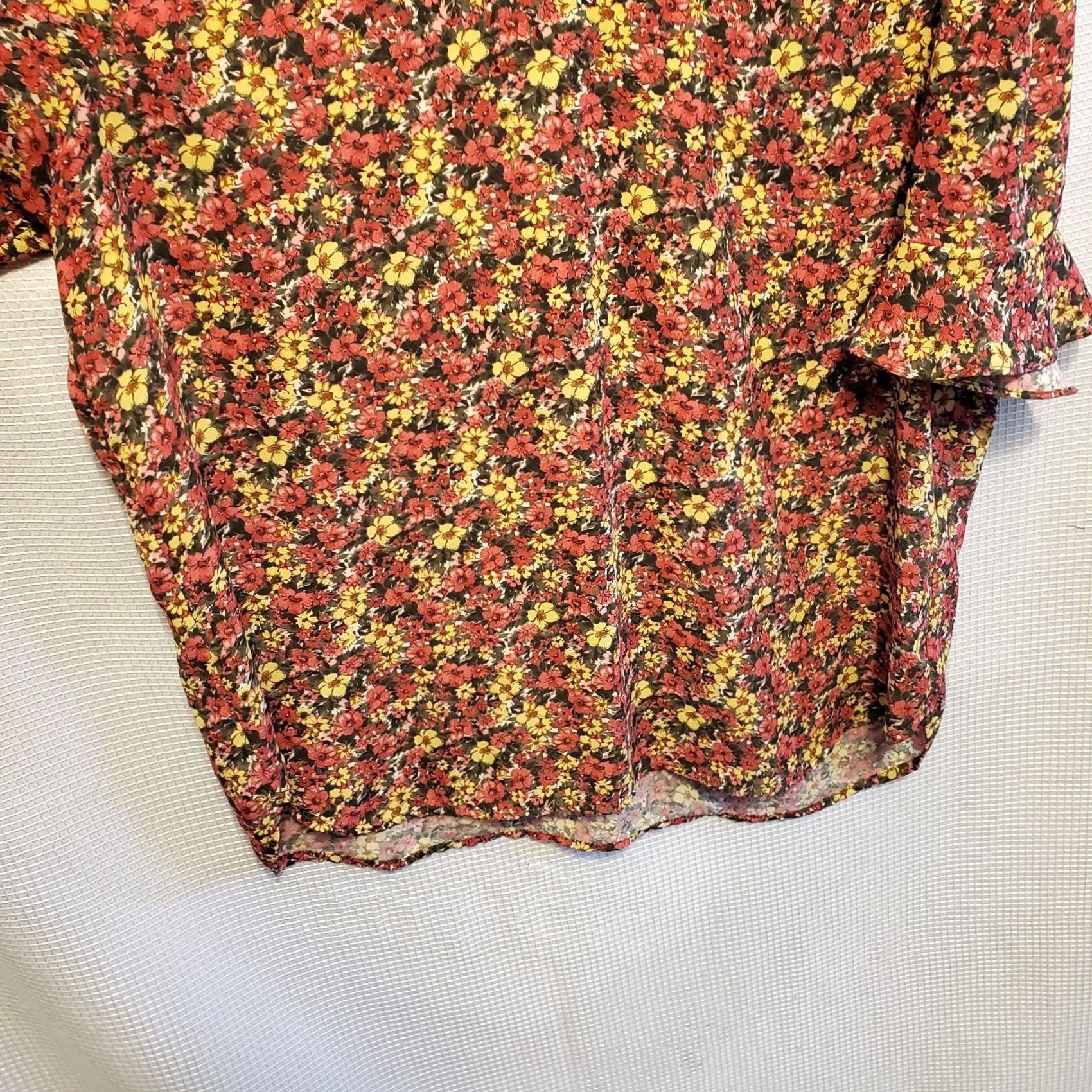 Anthropologie Anthropologie Pleione Blouse Womens XL Pink Rayon Short Ruffle Sleeve Size XL / US 12-14 / IT 48-50 - 5 Thumbnail