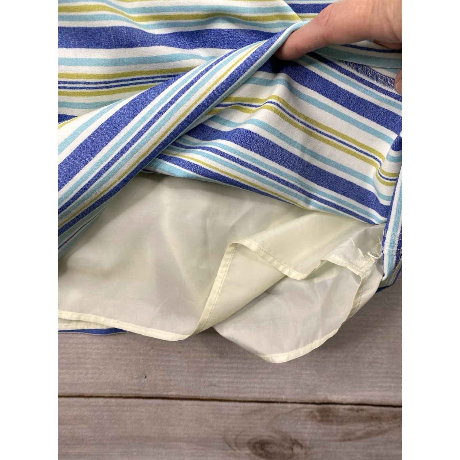 Calvin Klein Calvin Klein Dress Sz 12 Blue Striped Sheath Silver Metallic Belt Lined Stretch Size XL / US 12-14 / IT 48-50 - 7 Thumbnail