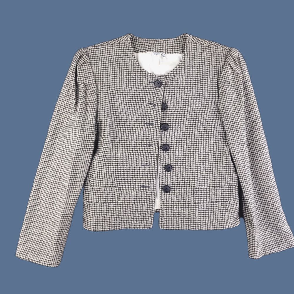 Vintage VINTAGE Jacket Womens 10 Houndstooth Cashmere Wool Blend Black White Pea Coat Womens Size L / US 10 / IT 46 - 1 Thumbnail