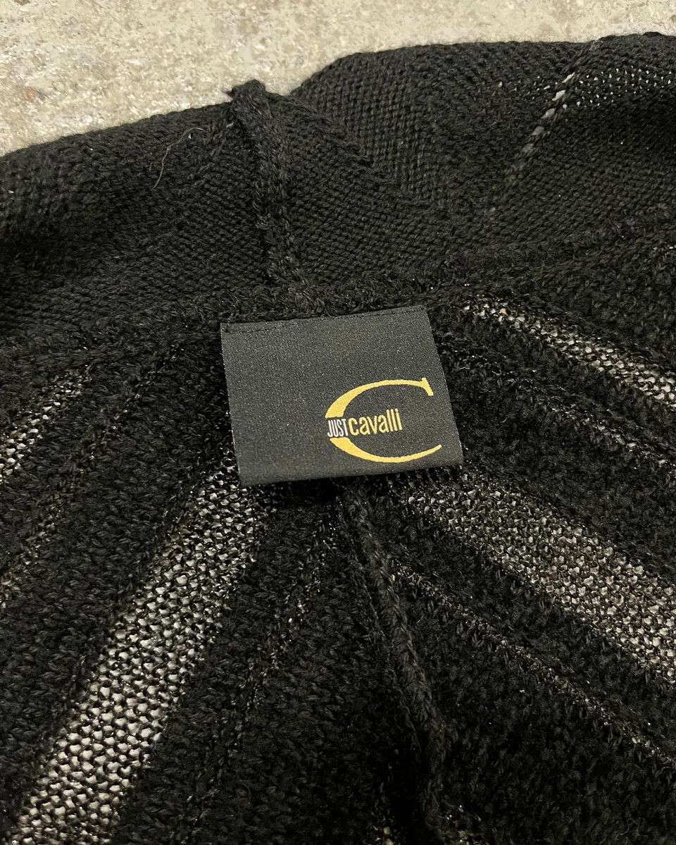 Roberto Cavalli 2000s Cavalli Black Knit Sheer Black Cardigan Size M / US 6-8 / IT 42-44 - 9 Thumbnail