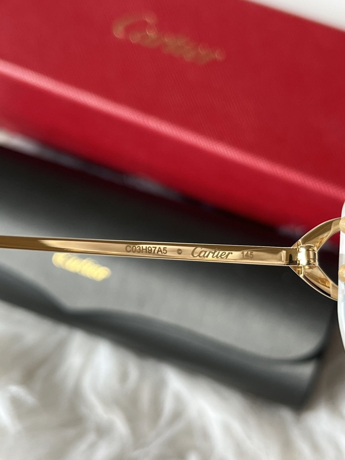 Cartier Cartier Big C’s Decor Clear Frame Gold Glasses Size ONE SIZE - 3 Thumbnail