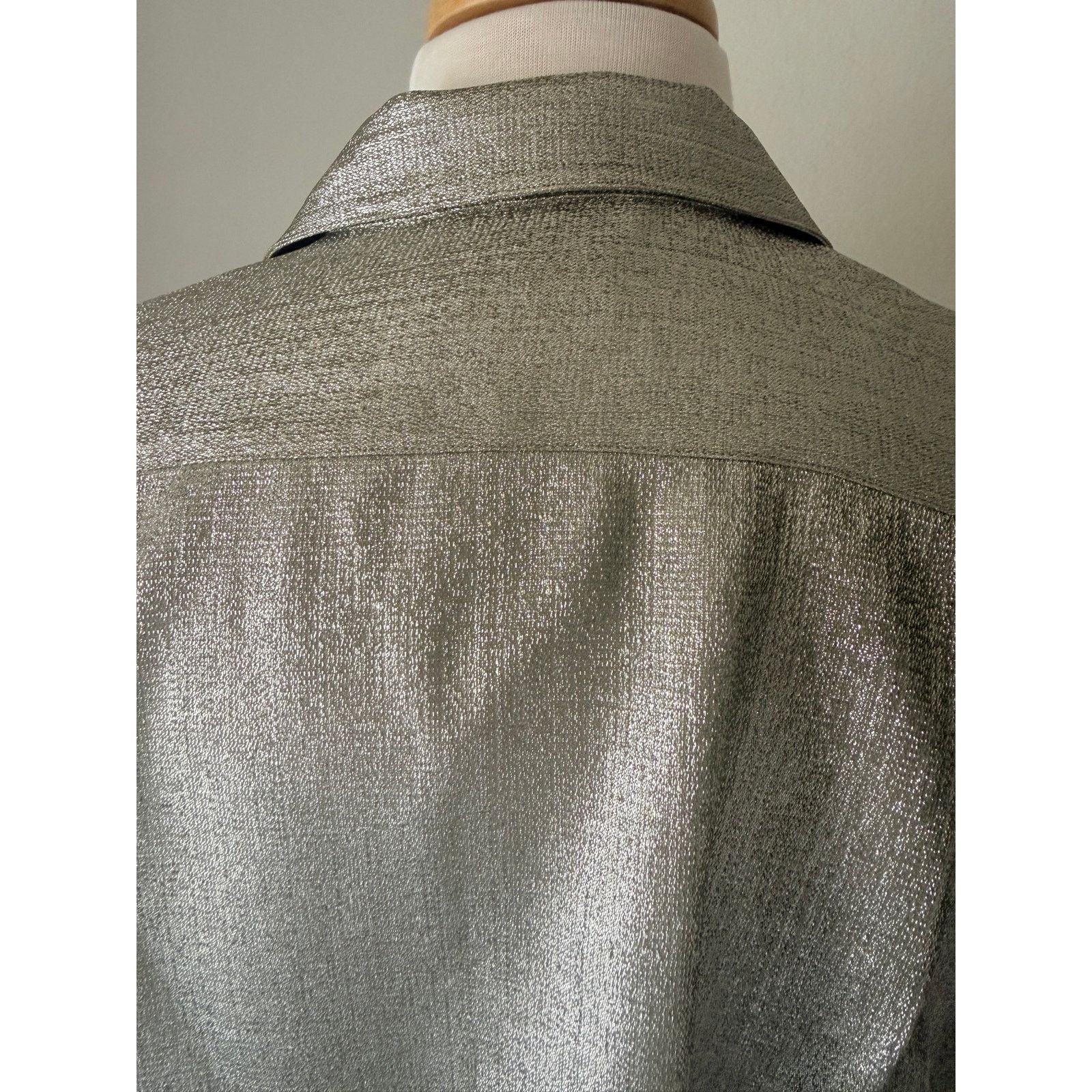 Dries Van Noten Dries Van Noten Camp Collar Lamé Shirt Silver IT 50 US L Size US L / EU 52-54 / 3 - 7 Thumbnail