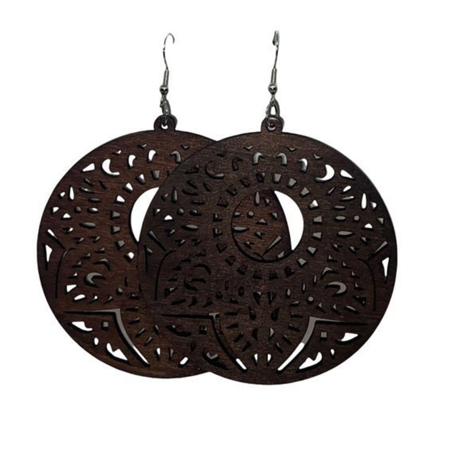 Other NWT Brown Wood Perforated Laser-Cut Out Dangle Earrings Size ONE SIZE - 1 Thumbnail