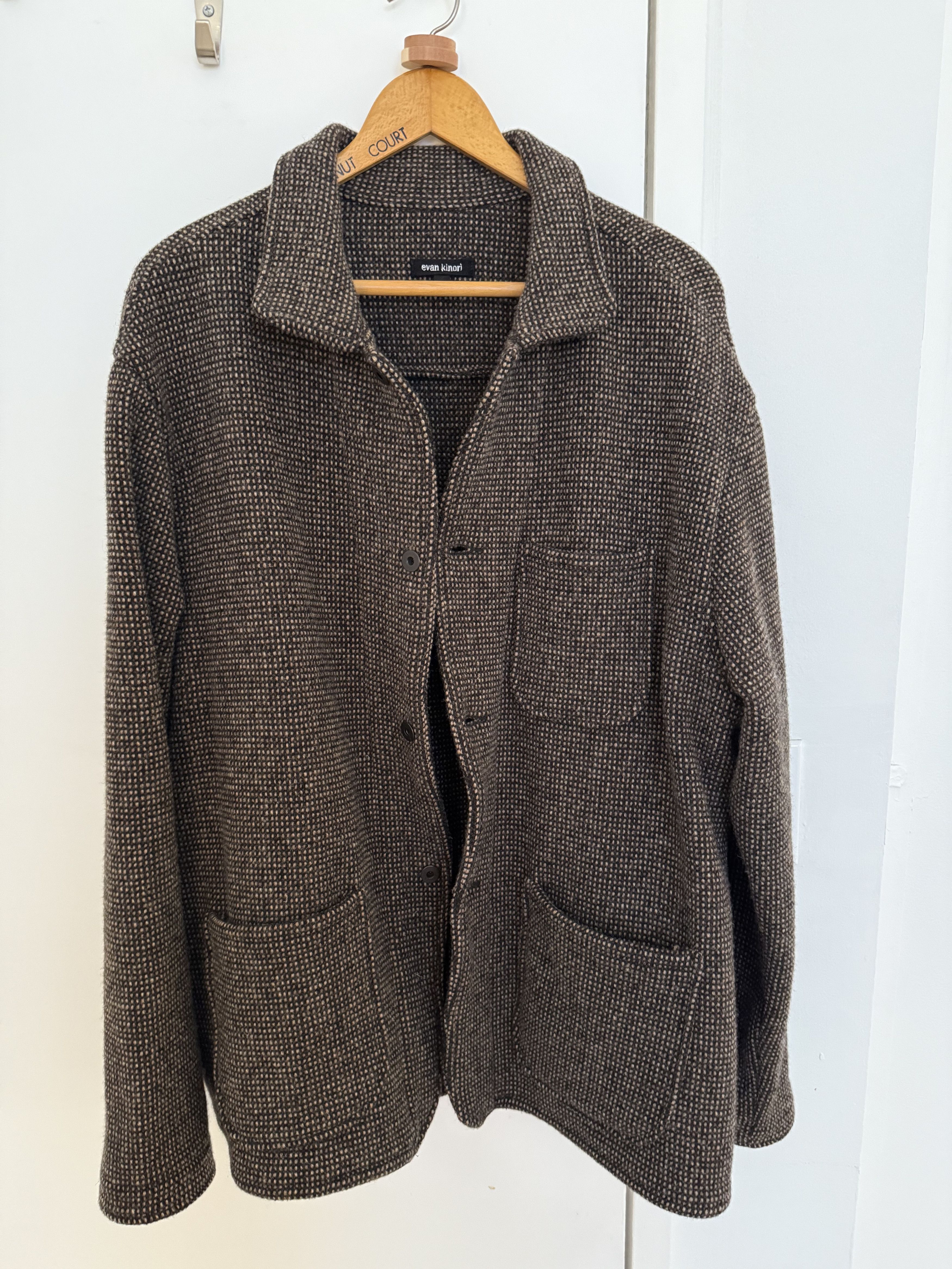 Evan Kinori Black three pocket butcher linen jacket | Grailed