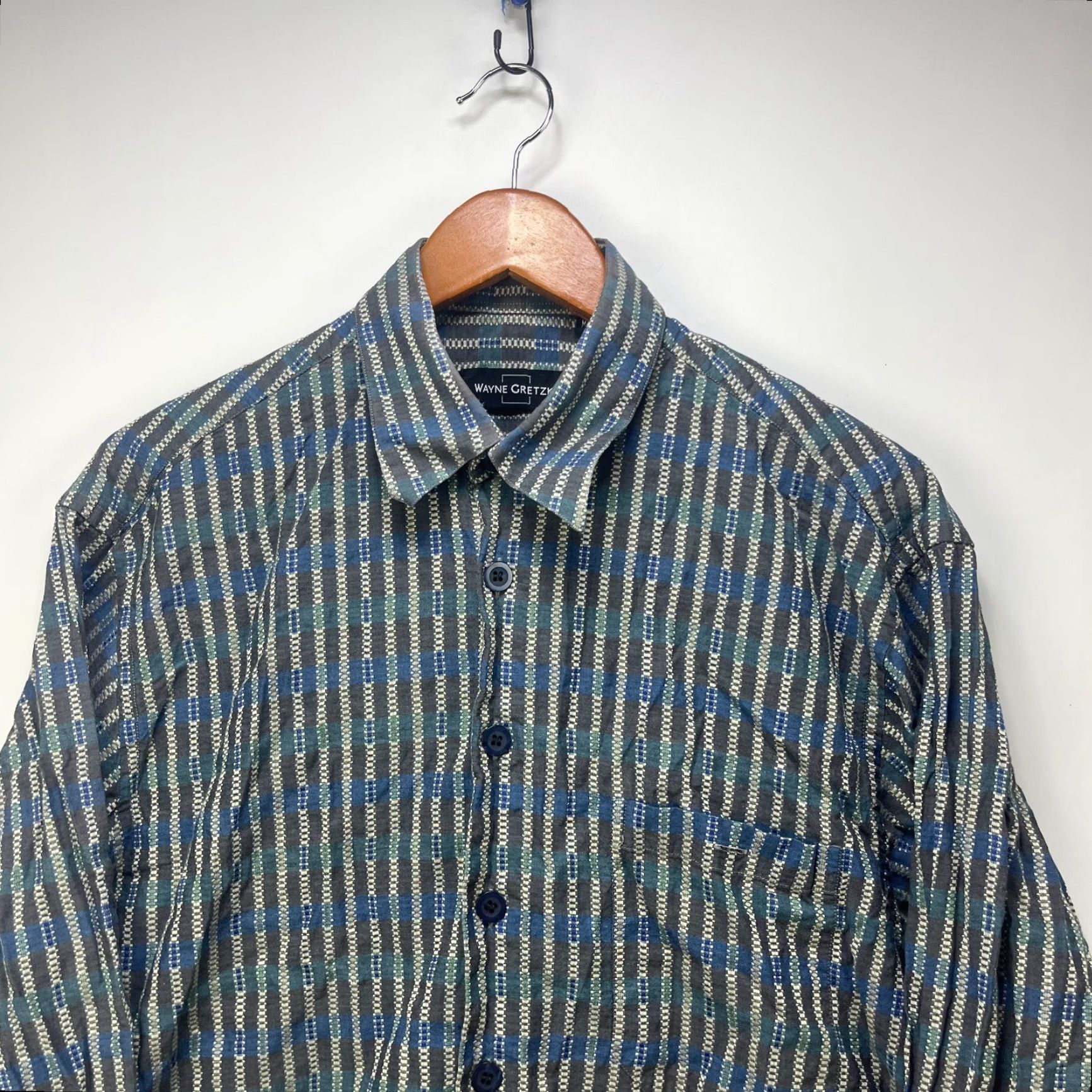 Vintage VINTAGE Wayne Gretzky Button-Up Long Sleeve Shirt M Blue 90s Mens Shirt Size US M / EU 48-50 / 2 - 2 Thumbnail