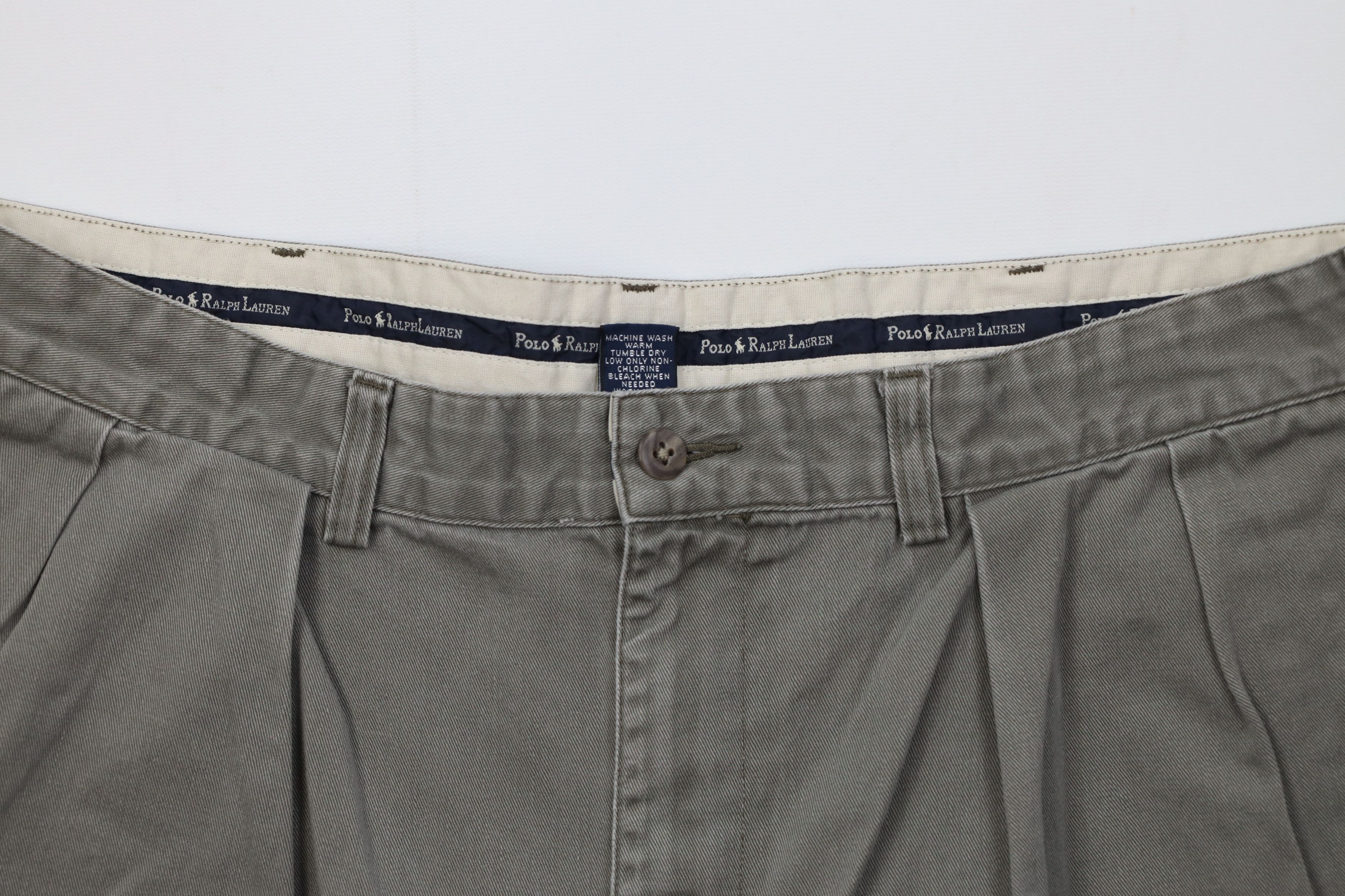 Ralph Lauren Vintage 90s Ralph Lauren Pleated Chino Shorts Green Cotton Size US 36 / EU 52 - 2 Thumbnail