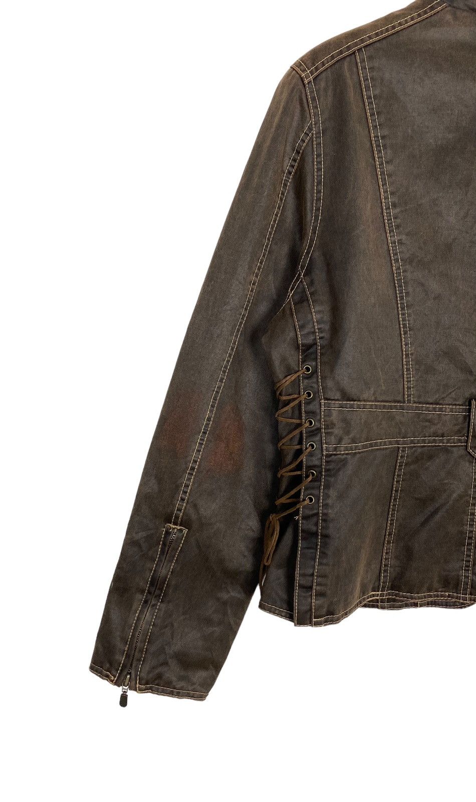 Hard Rock Cafe Hard Rock Cafe Baltimore Brown Motorcycle Tied Sides Jacket Size S / US 4 / IT 40 - 11 Thumbnail