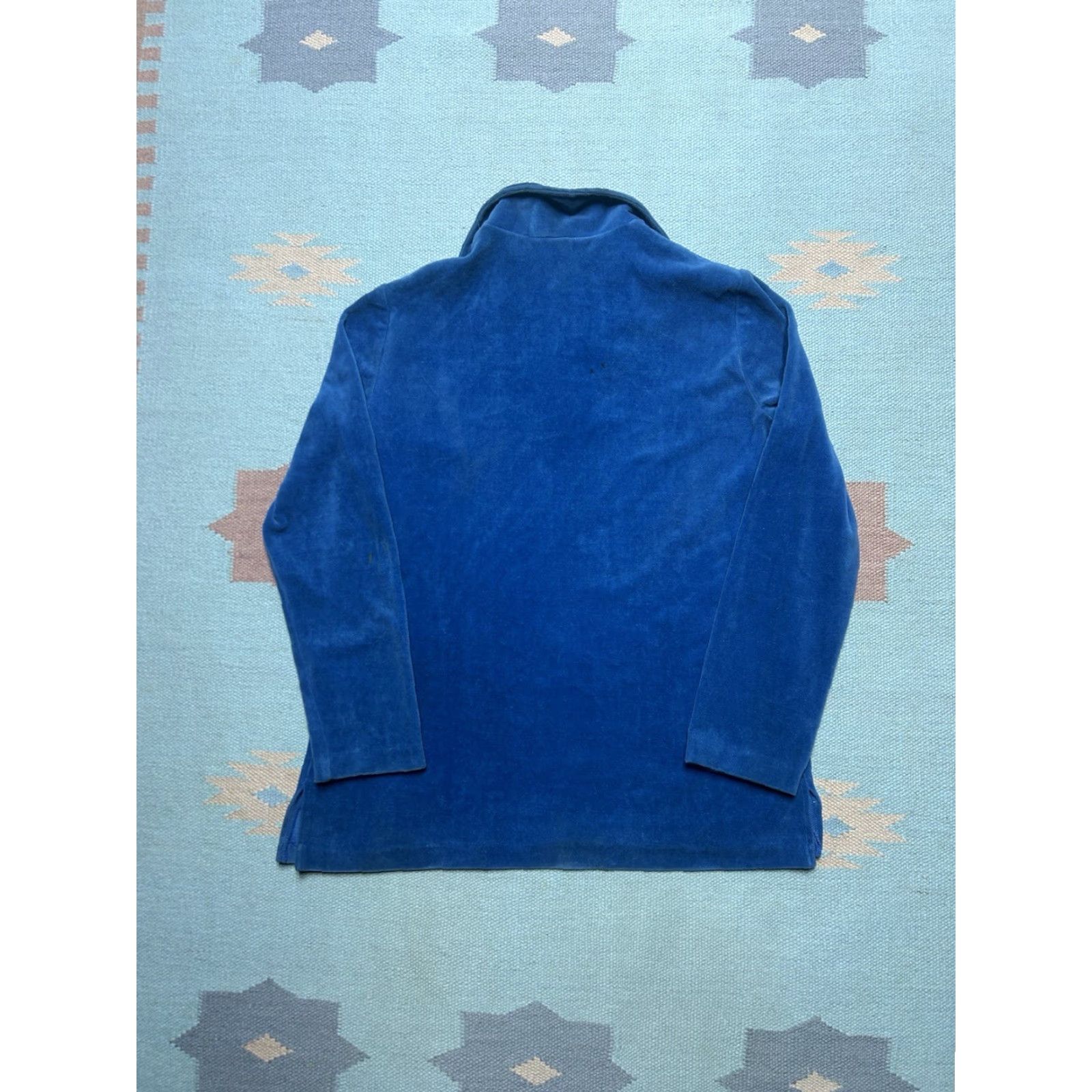 Sears VINTAGE Sears Shirt Adult Women 70s Velour Blue Long Sleeve Open Neck Size 16 Size XXL / US 16-18 / IT 52-54 - 7 Thumbnail