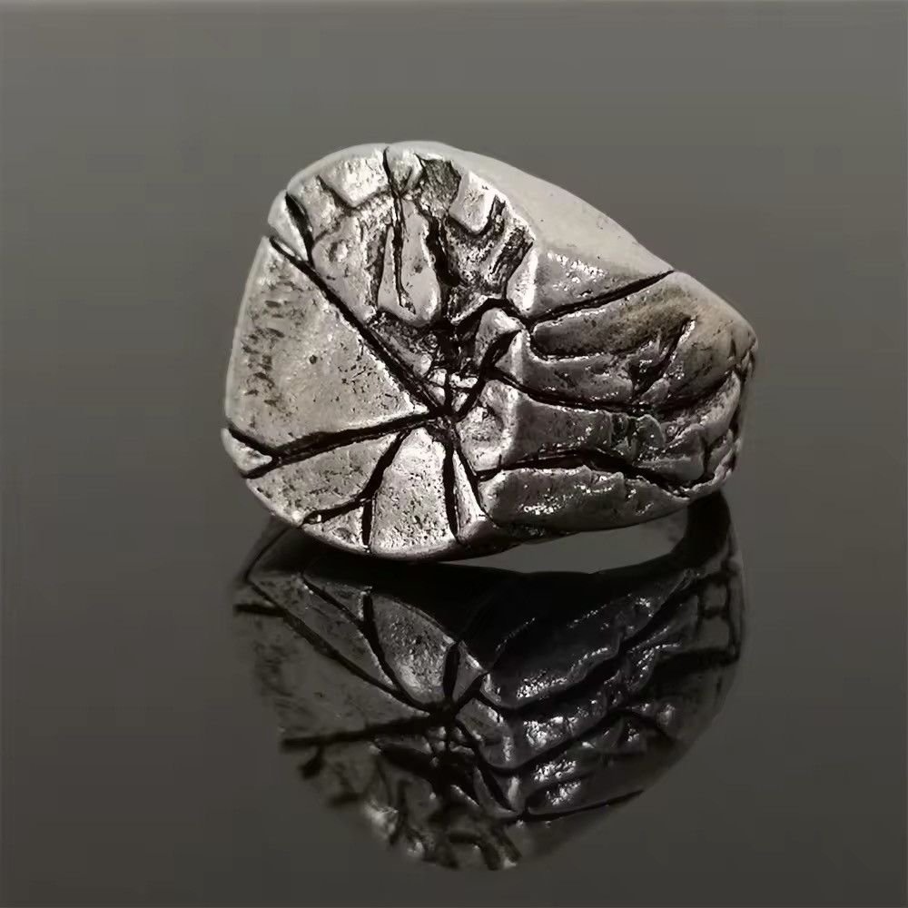 Jewelry x Vintage Retro Vintage Punk Cracked Square Ring in Silver, Men's