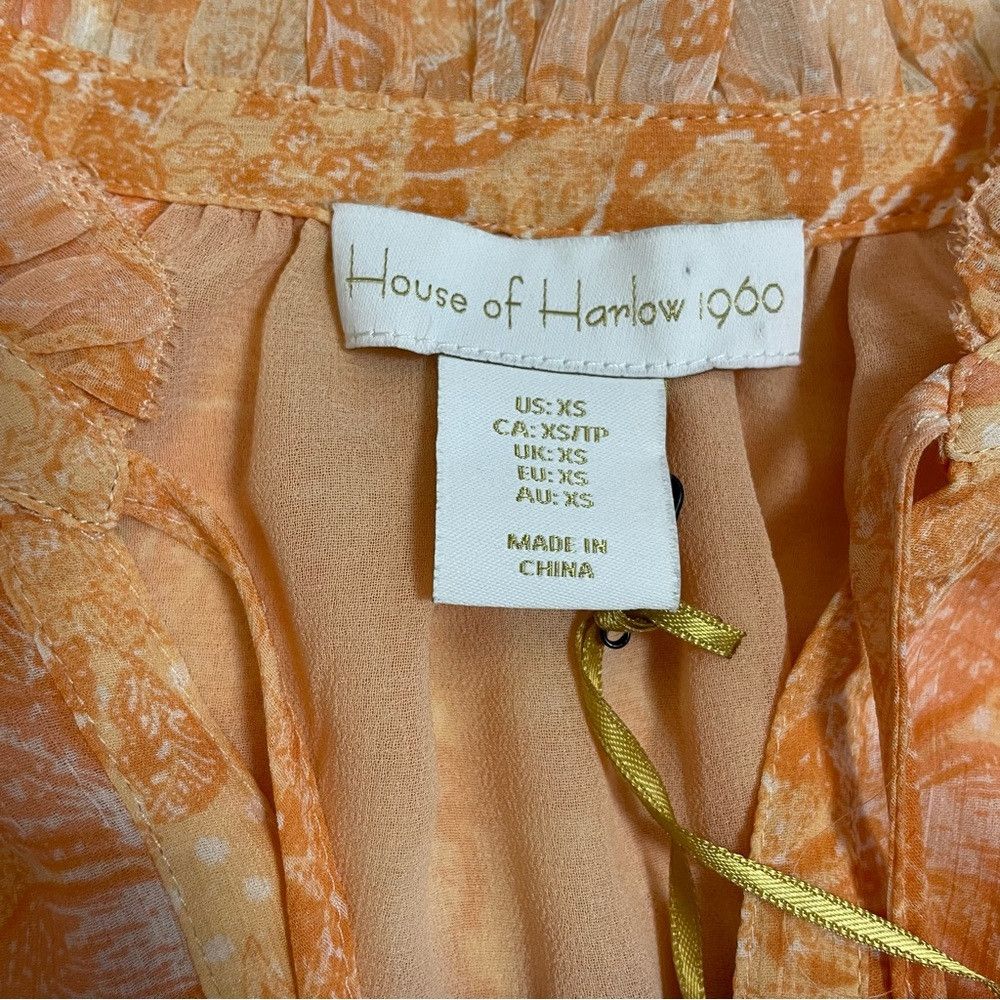 House of Harlow NWT New House of Harlow 1960 Orange Flutter Sleeve Blouse T Size XS / US 0-2 / IT 36-38 - 6 Thumbnail