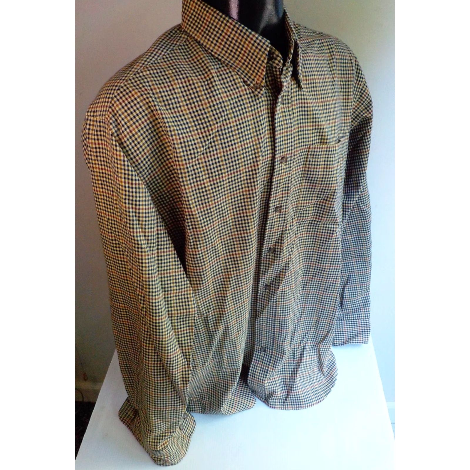 Vintage Viyella Button-Up Shirt Navy Tan Red XL Mens Size US XL / EU 56 / 4 - 3 Thumbnail
