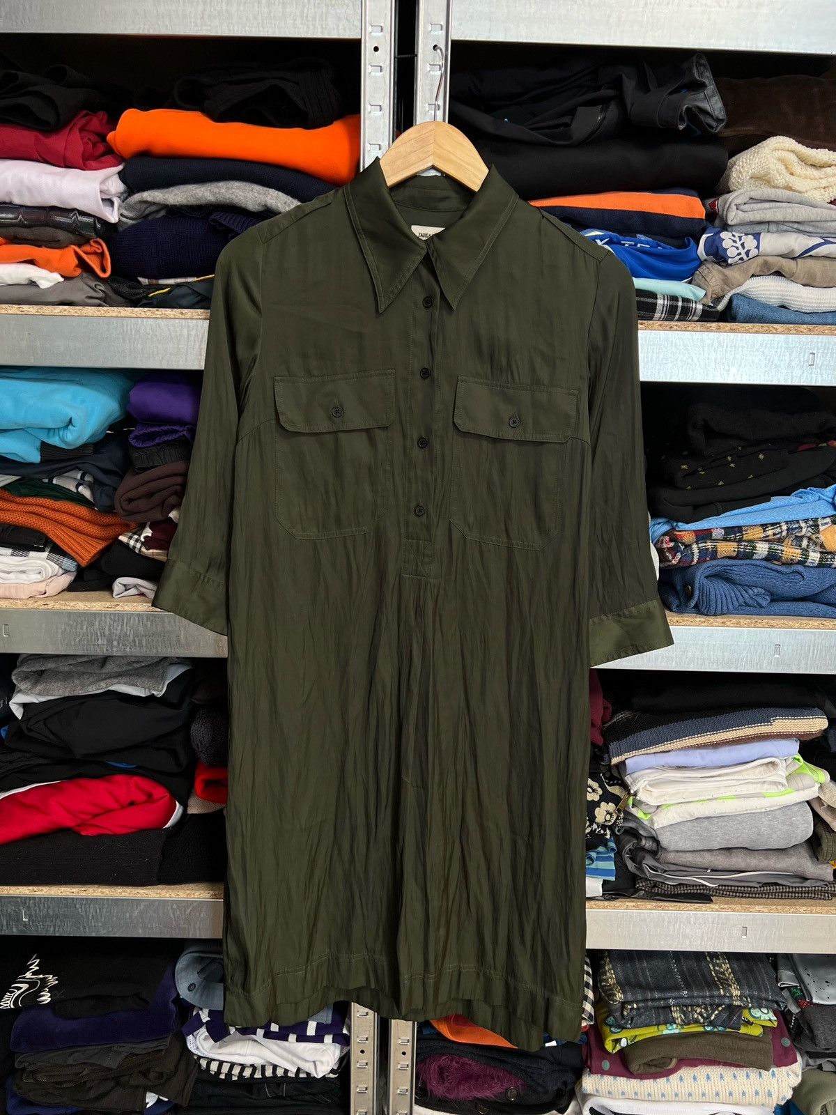 Vintage × Zadig & Voltaire Zadig & Voltaire Button Dress Roa Satin Khaki Blouse Size S Size S / US 4 / IT 40 - 1 Thumbnail