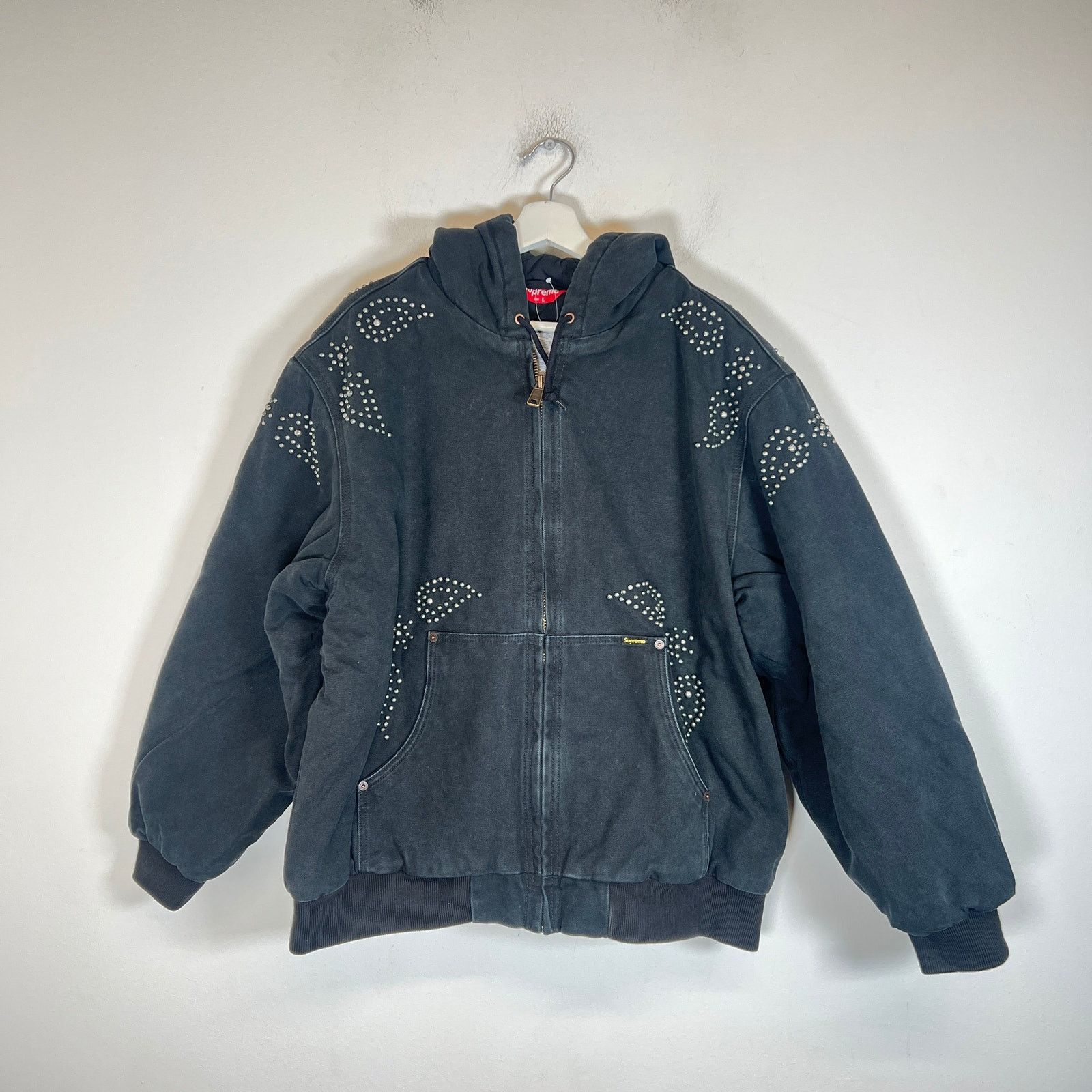 Supreme Supreme FW23 Black Paisley Studded Canvas Work Jacket Size L Size US L / EU 52-54 / 3 - 1 Thumbnail