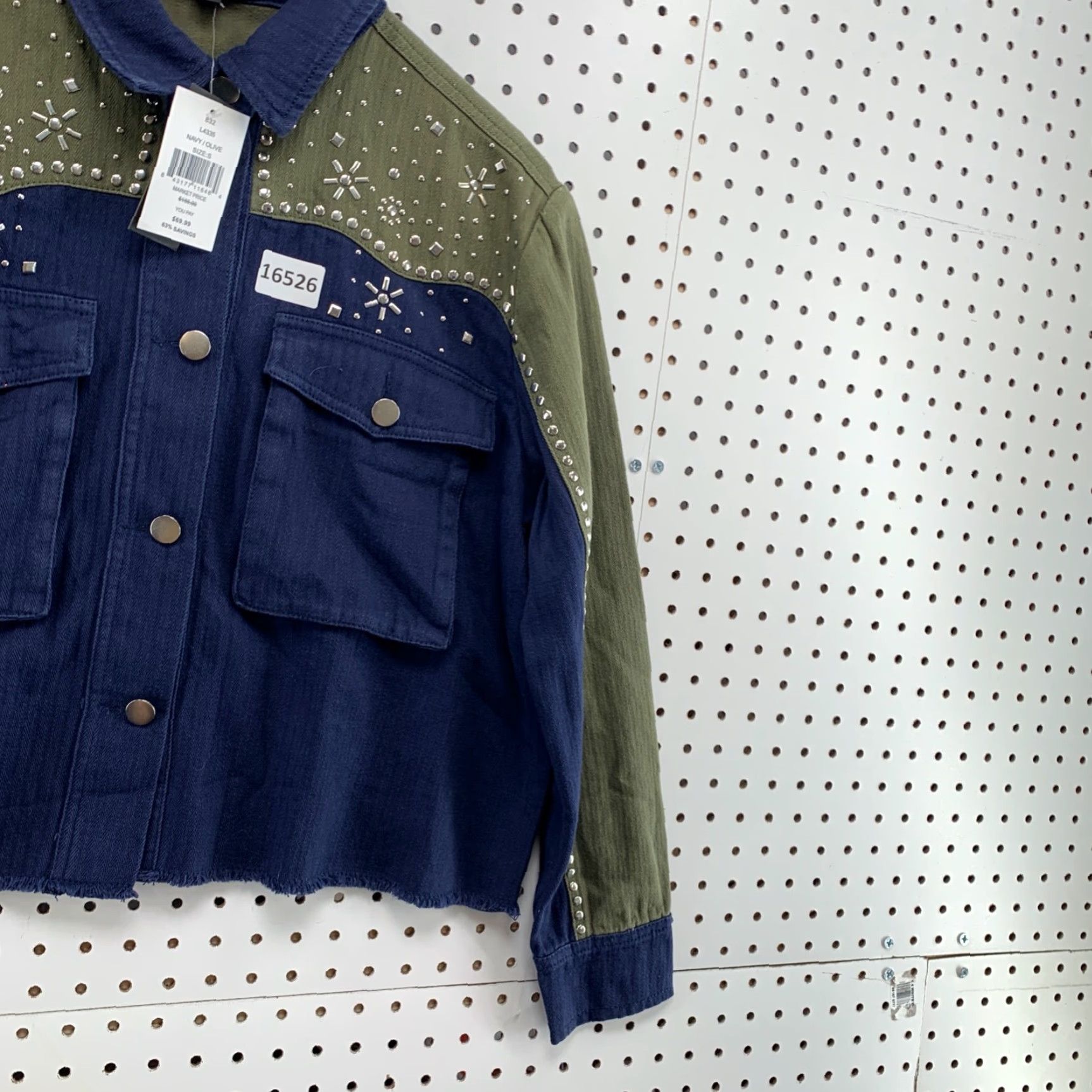 Vintage VINTAGE Lea & Viola Denim Biker Jacket Women’s Small Blue Olive Green Studded Regular S Size S / US 4 / IT 40 - 4 Thumbnail