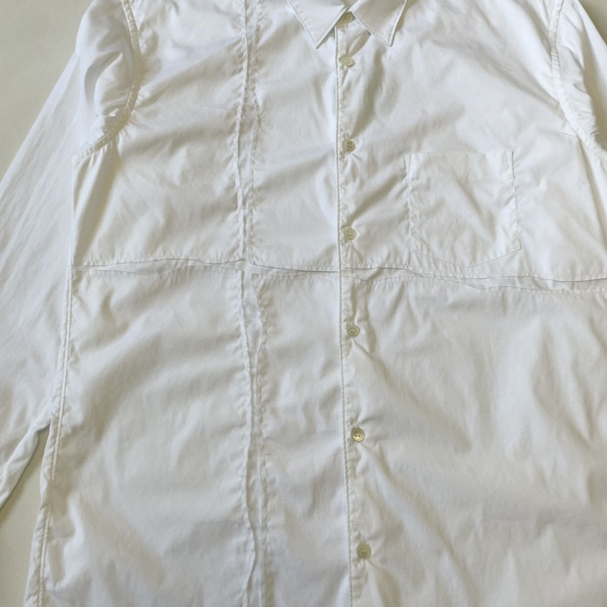 Comme des Garcons ‘Scar Stitch Cross Panelled’ White Shirt Size US L / EU 52-54 / 3 - 6 Thumbnail