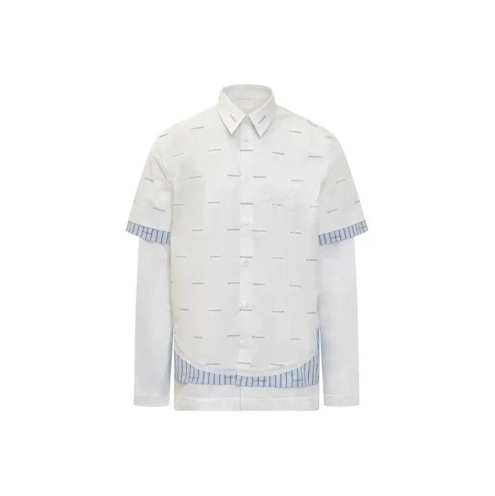 Givenchy Givenchy SS23 Logo Print Pointed Collar Long-Sleeve Shirt Size US XXS / EU 40 - 1 Thumbnail