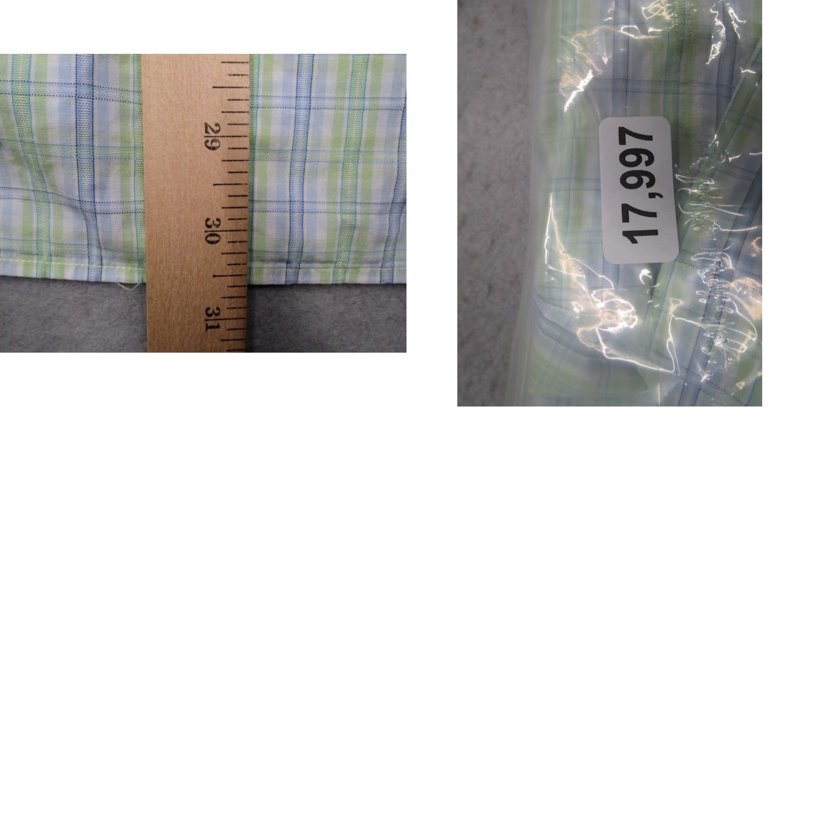 Canali Canali Mens Large Green Blue Check Button Up Cotton Dress Shirt Italy Size 42R - 8 Thumbnail