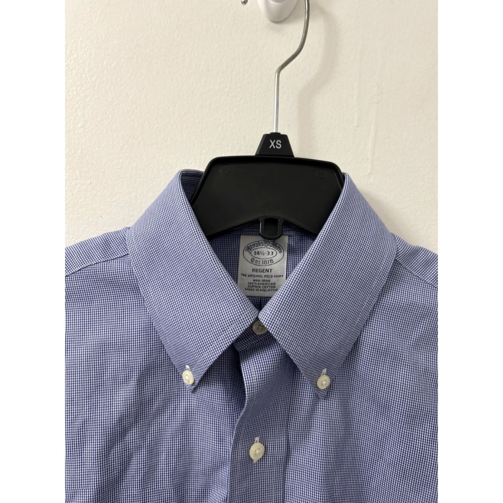 Brooks Brothers VINTAGE Brooks Brothers Original Polo Shirt Mens 14.5 Blue Houndstooth Regent Supima Button-Down Dress Shirt Mens Size US M / EU 48-50 / 2 - 5 Thumbnail