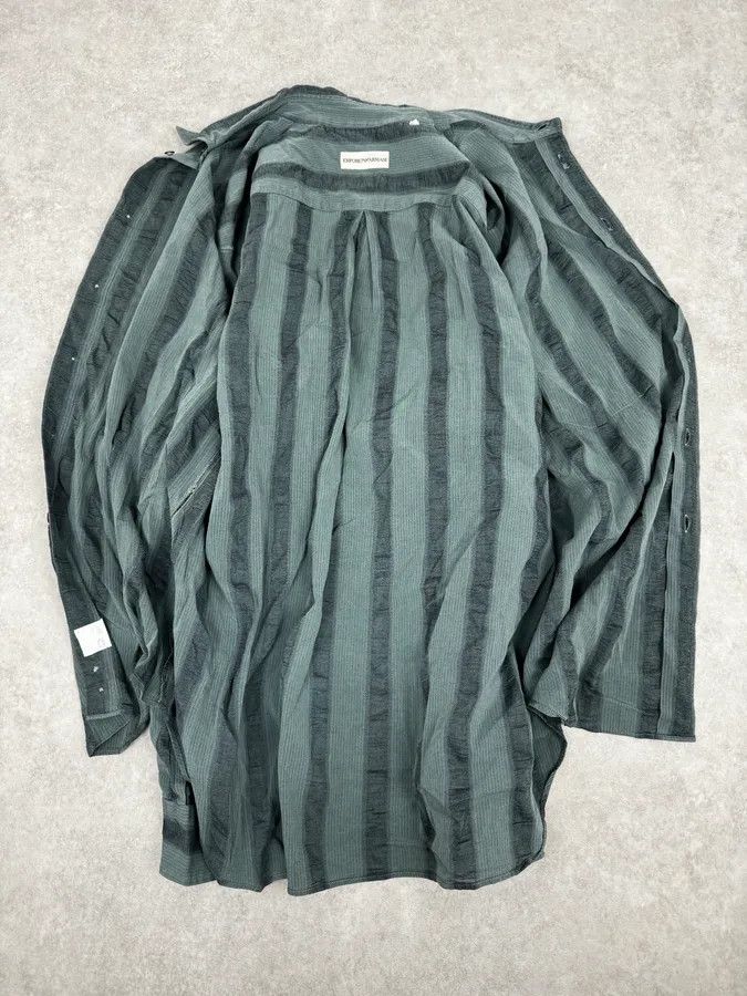 Emporio Armani 1990s Emporio Armani Grey Relief Striped Shirt Size US XL / EU 56 / 4 - 7 Thumbnail