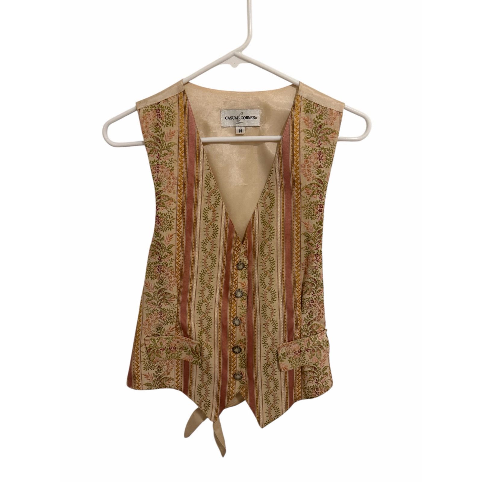 Other Casual Corner Ivory Pink V-Neck Tie Back Sleeveless Vest Size M / US 6-8 / IT 42-44 - 2 Thumbnail