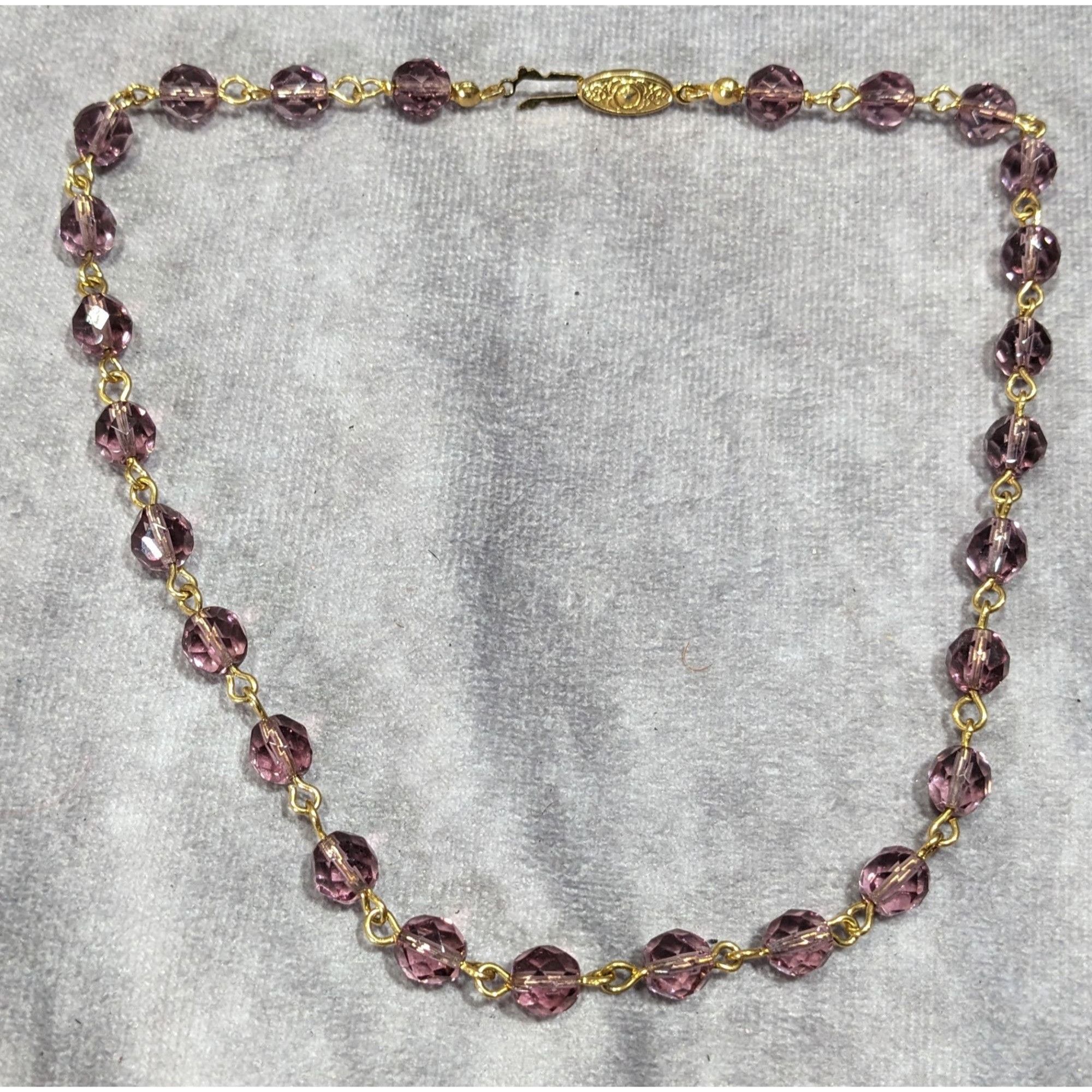 Other Elegant Regal Purple And Gold Tone Glass Beaded Necklace Size ONE SIZE - 4 Thumbnail
