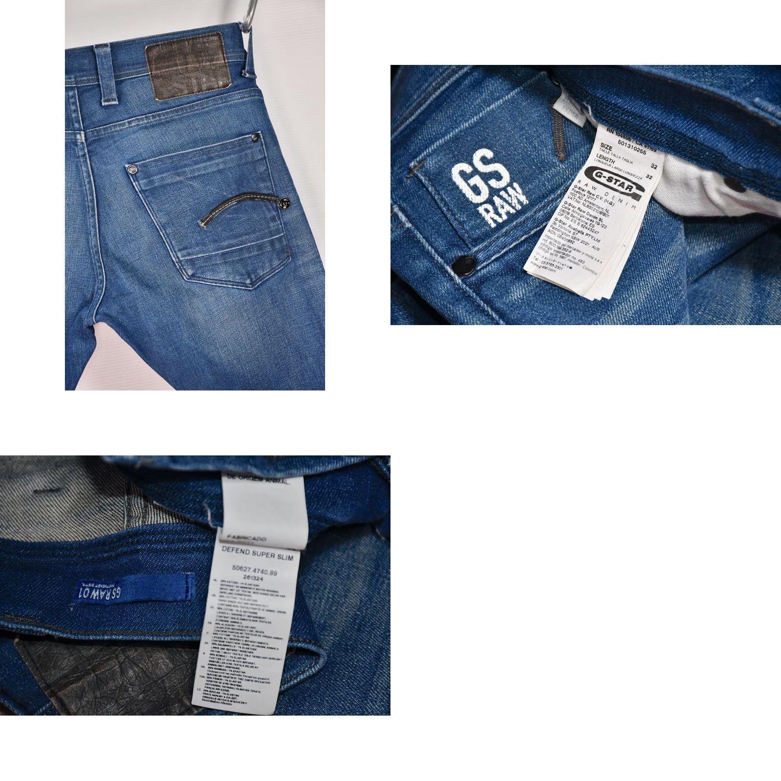 G-Star G-Star Raw Defend Super Slim Jeans Men W32 L32 Blue Skinny Slim Denim 100% Genuine Size US 32 / EU 48 - 8 Thumbnail