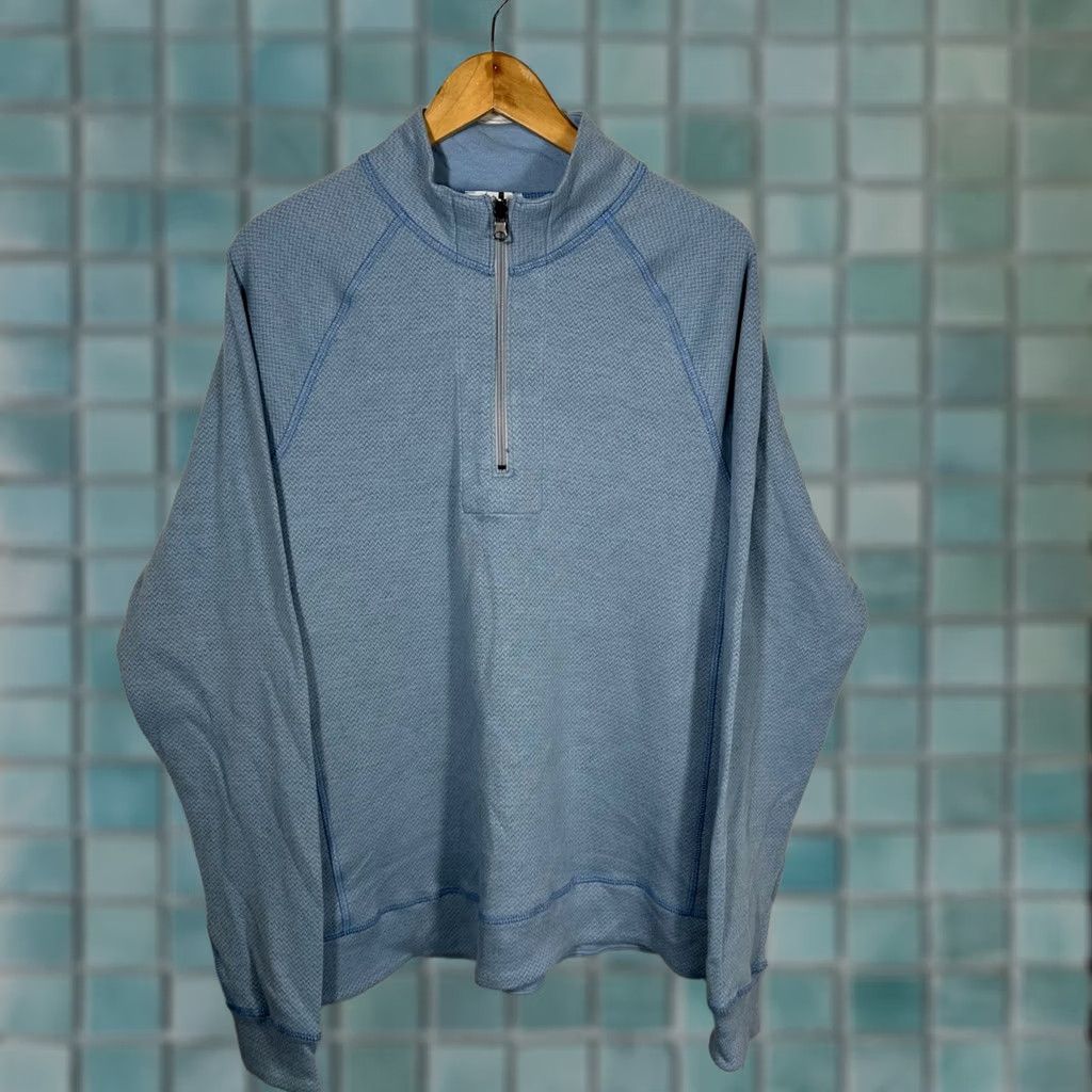 Vintage American Giant Mens Medium Blue Reversible Quarter Zip Pullover Sweater Made in USA Size US M / EU 48-50 / 2 - 1 Thumbnail