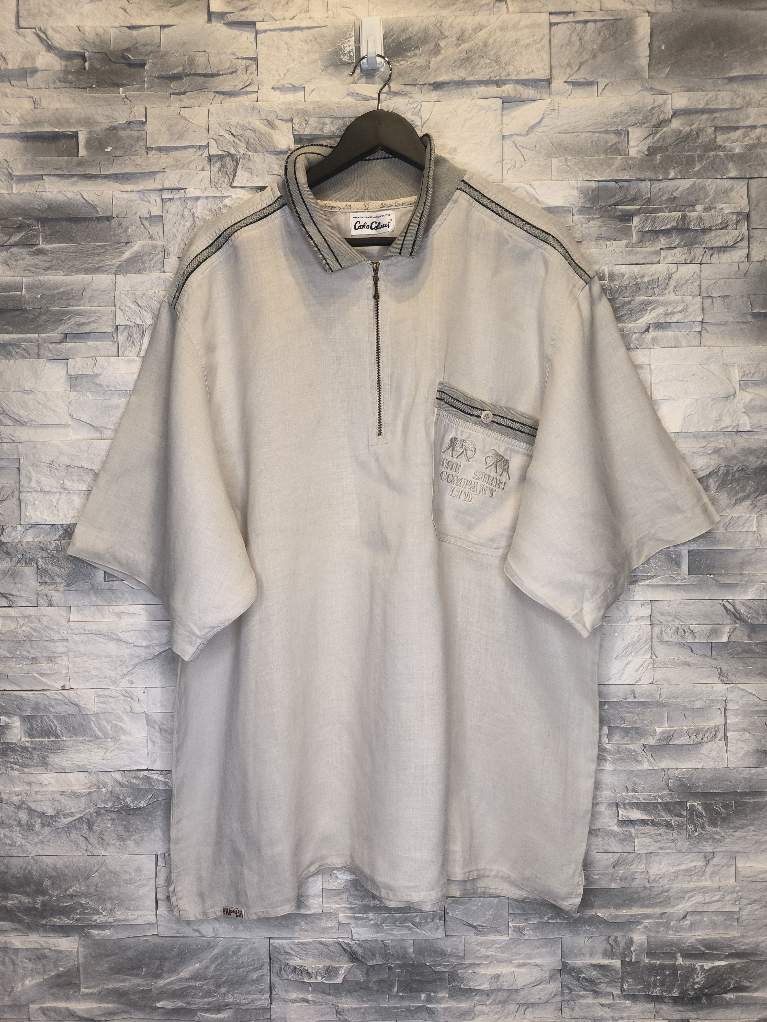 Carlo Colucci Vintage Carlo Colucci Button-Up Shirt Ramie Beige 90s Size US XXL / EU 58 / 5 - 1 Thumbnail