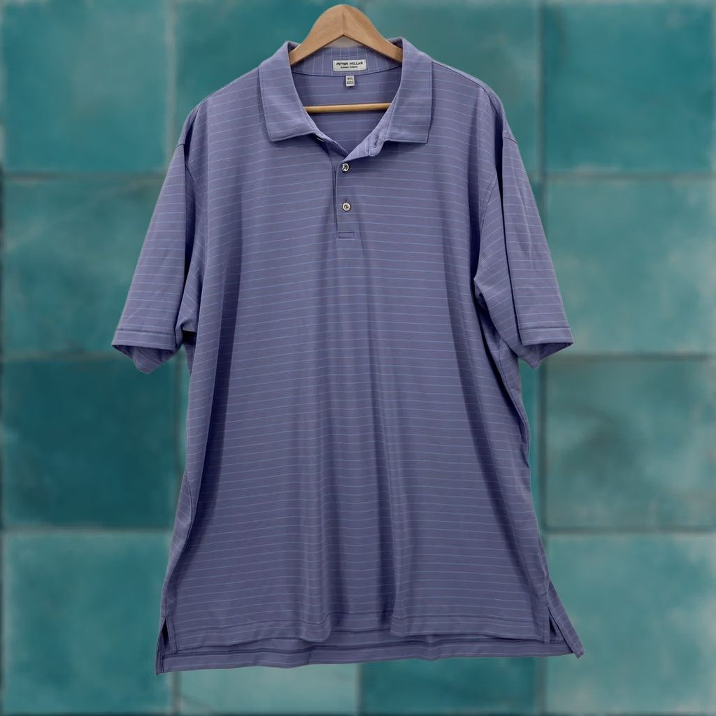Peter Millar Peter Millar Polo Shirt Mens 2XL Purple Striped Performance Golf Short Sleeve Size US XXL / EU 58 / 5 - 1 Thumbnail