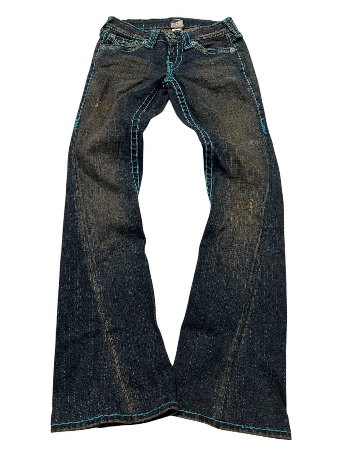 If Six Was Nine × Le Grande Bleu (L.G.B.) × True Religion True religion mudwash spiral cut flared denim pants Size US 27 - 1 Thumbnail