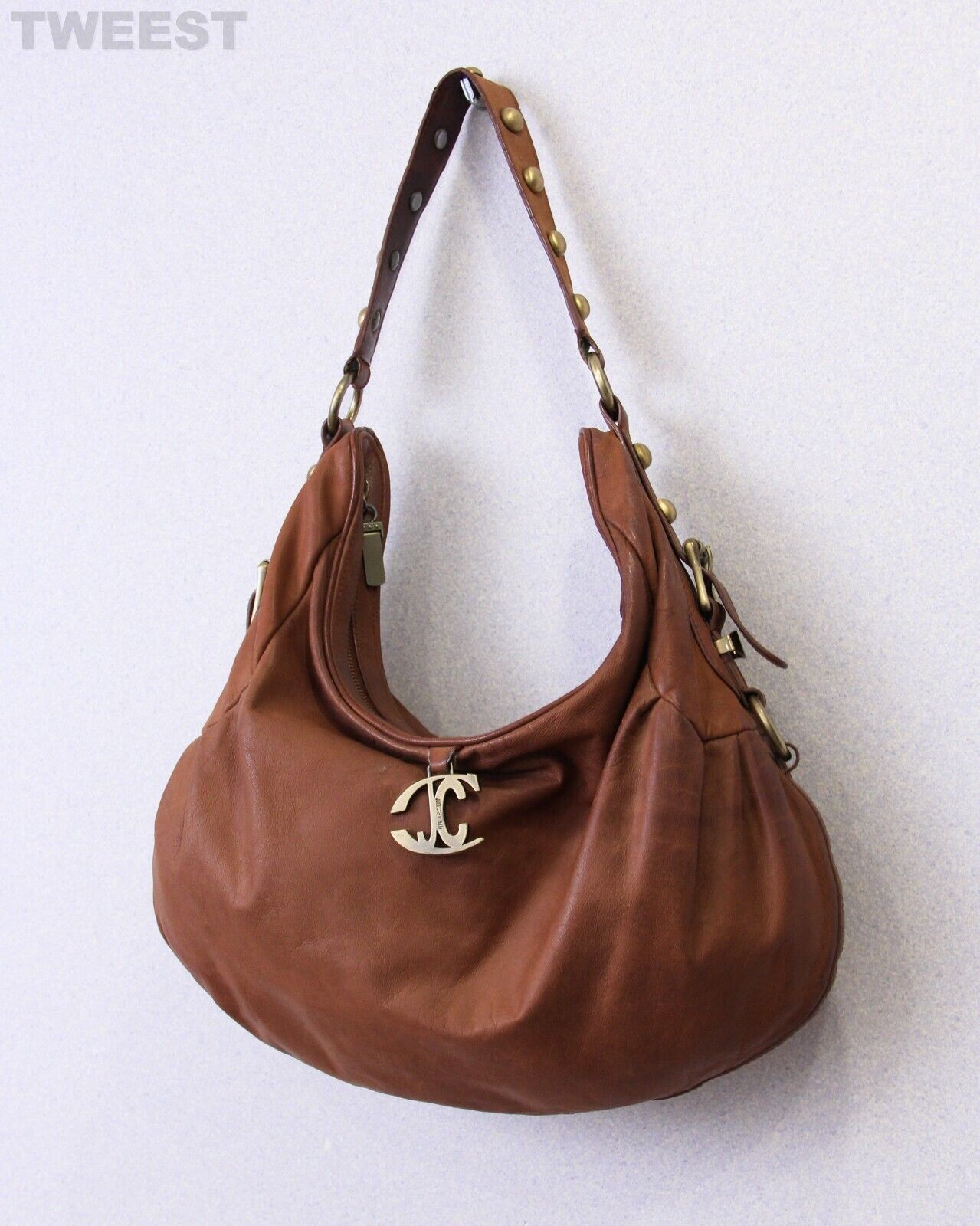 Vintage Just Cavalli Shoulder Messenger Bag Brown, Women's