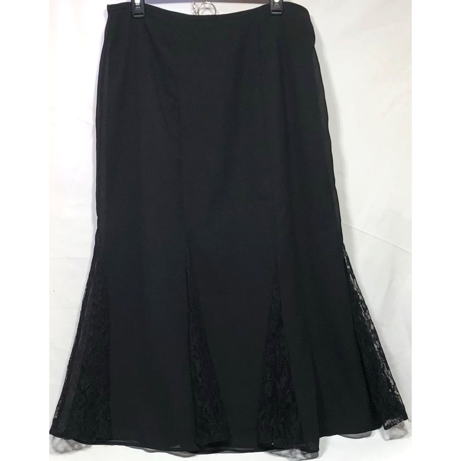 Vintage Scarlett Skirt Midi A-Line 16 Black Lace Inserts 34"W Romantic Gothic Whimsy Women Size 38" / US 16 / IT 52 - 5 Thumbnail