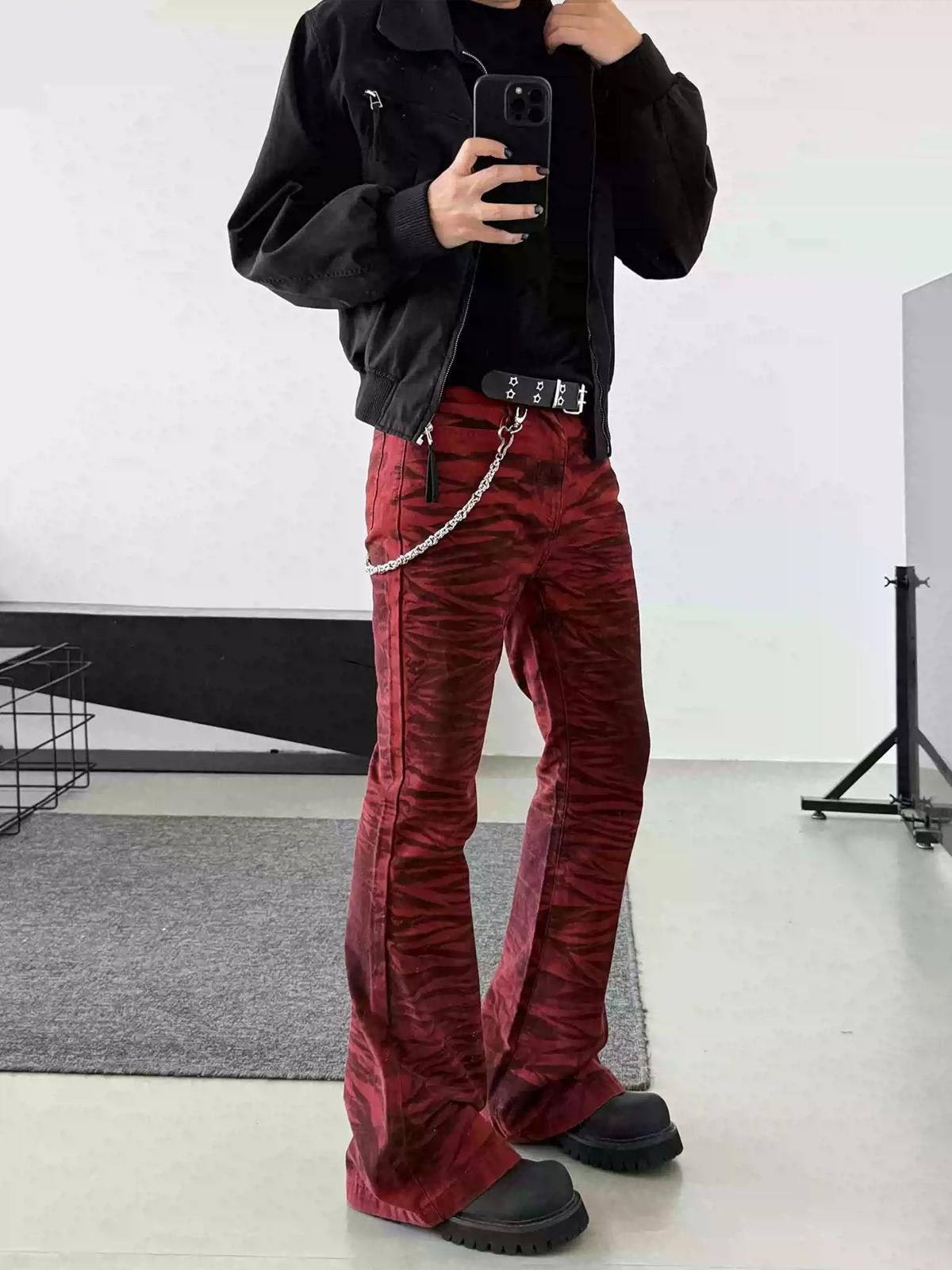 Vintage Red Tiger Print Stacked Pants Size US 28 / EU 44 - 5 Thumbnail