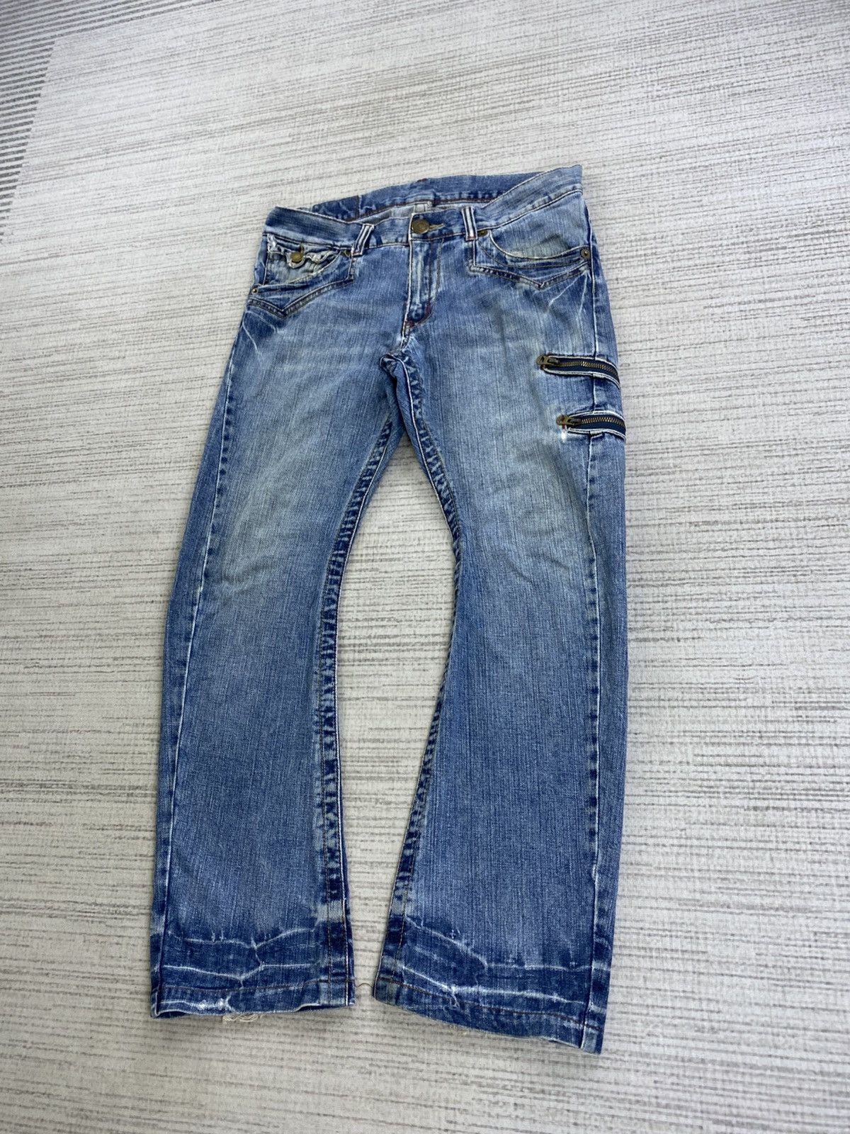 Hysteric Glamour Vintage Flared Rattle Trap Punk Distressed Denim Pants Size US 34 / EU 50 - 4 Thumbnail