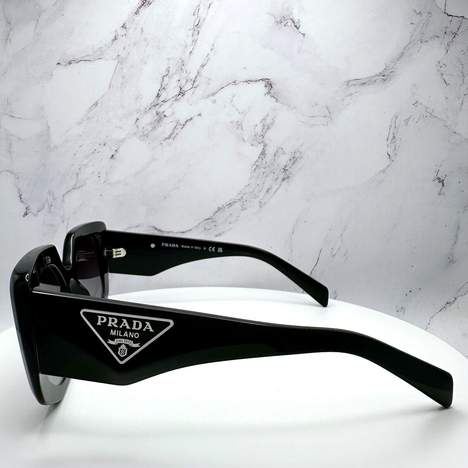Prada Prada Sunglasses Black Square Oversized Triangle Logo Italy Size ONE SIZE - 7 Thumbnail