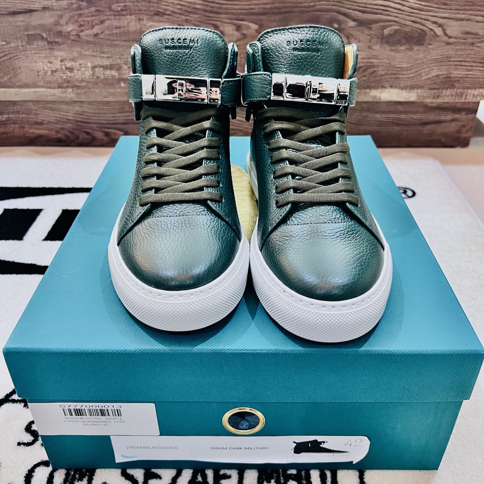 Buscemi Buscemi Padlock Clip Strap Leather Sneakers - Dark Military Size US 9 / EU 42 - 2 Thumbnail