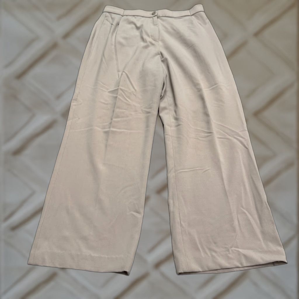 Coldwater Creek Coldwater Creek Wide Leg High Rise Trouser Pants Beige 14 31x27.5 Work Womens Size 36" / US 14 / IT 50 - 1 Thumbnail